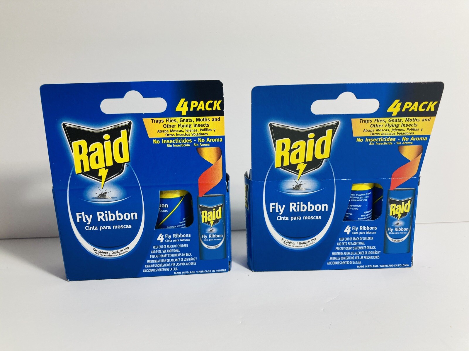 Raid Fly Ribbon Fly Traps Gnats, Moths 2 Boxes With 4 Packs Each NEW