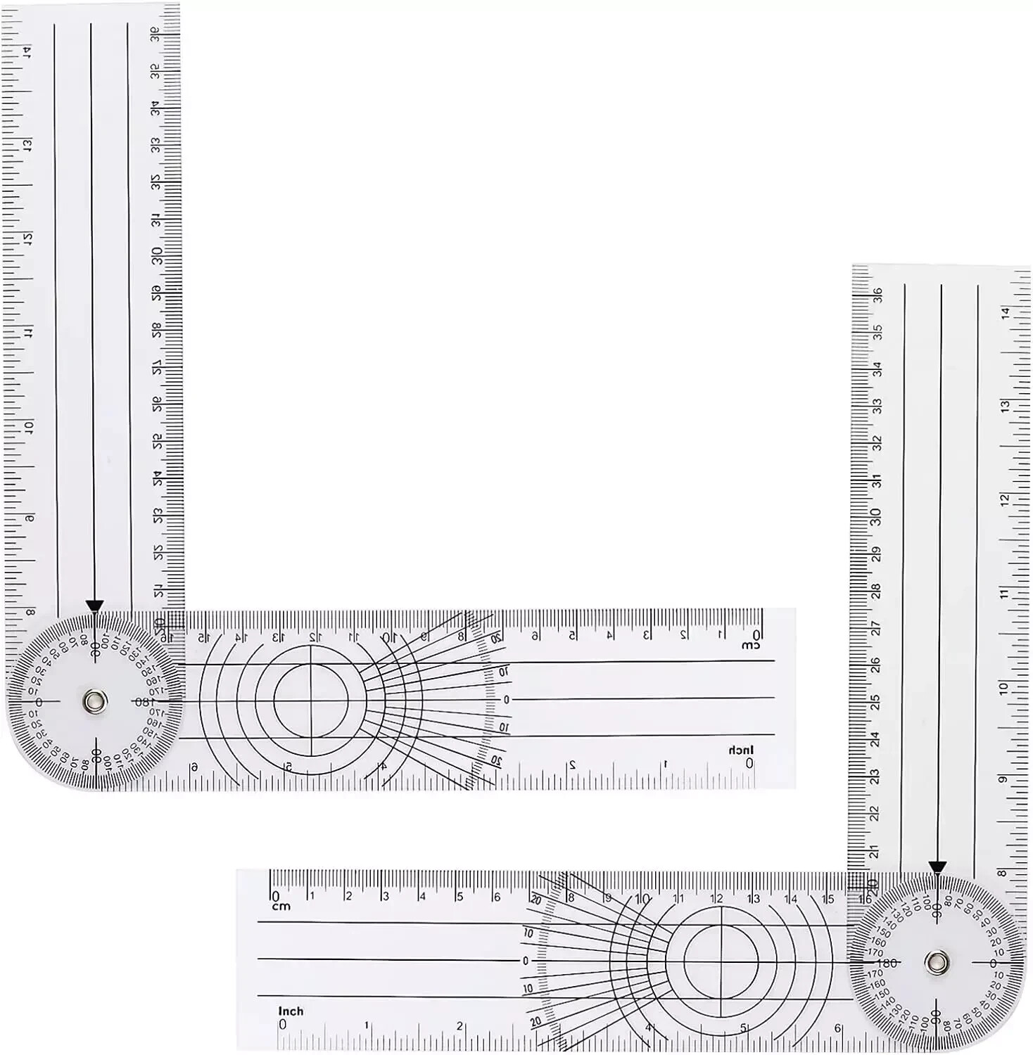 2Pcs Clear Plastic Goniometer Quick Angle Protractor Angle Finder Angle Ruler Ca