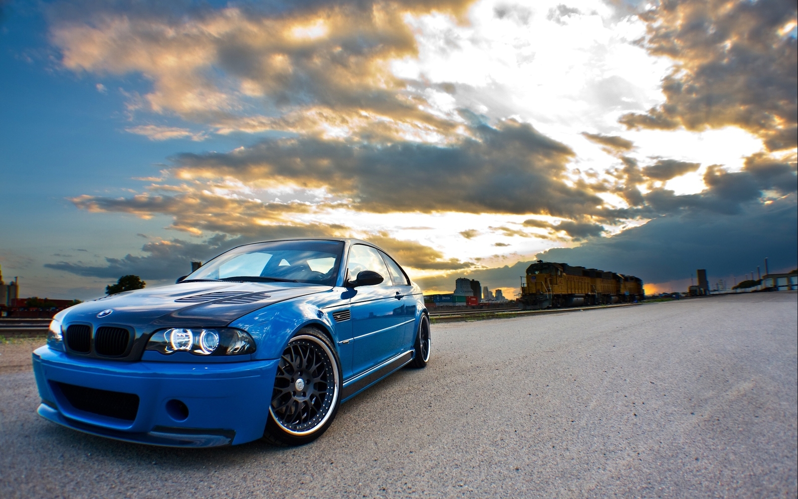 Cars bmw vehicles auto tuning stance blue locomotive Desk Mat Stitched