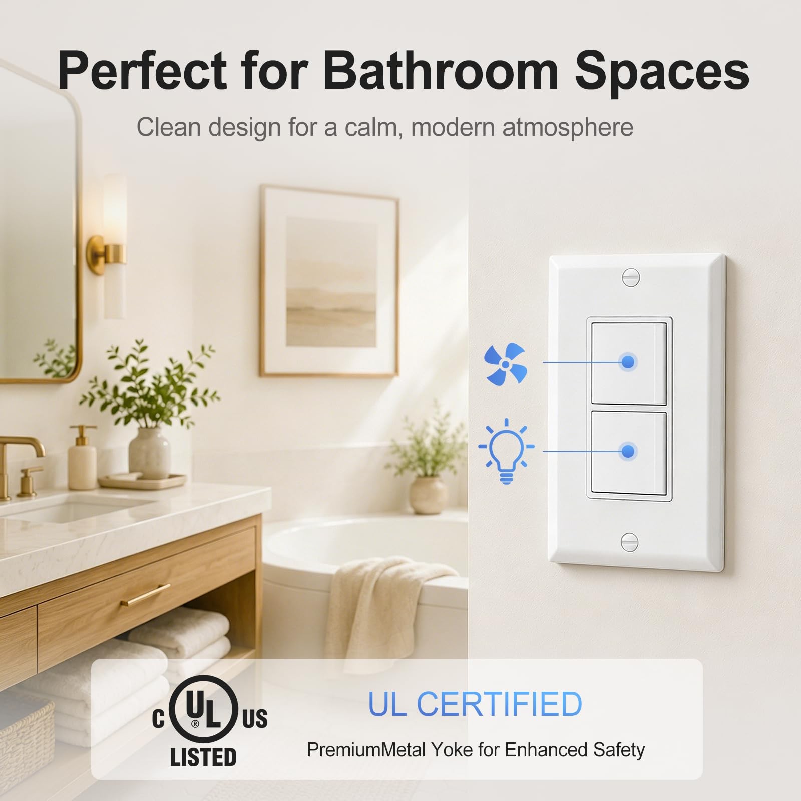Baomain Triple Rocker Decorator Light Switch 15A 120V UL Certified