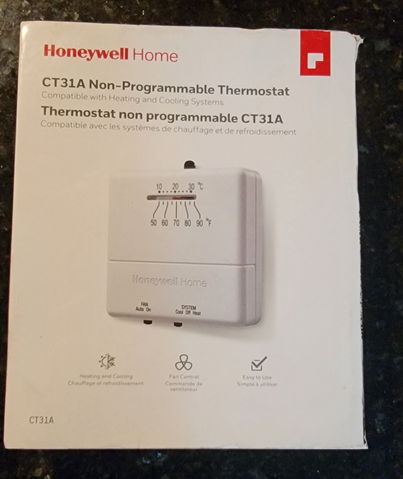 Honeywell CT31A1003 series heat and cool thermostat non programable low voltage