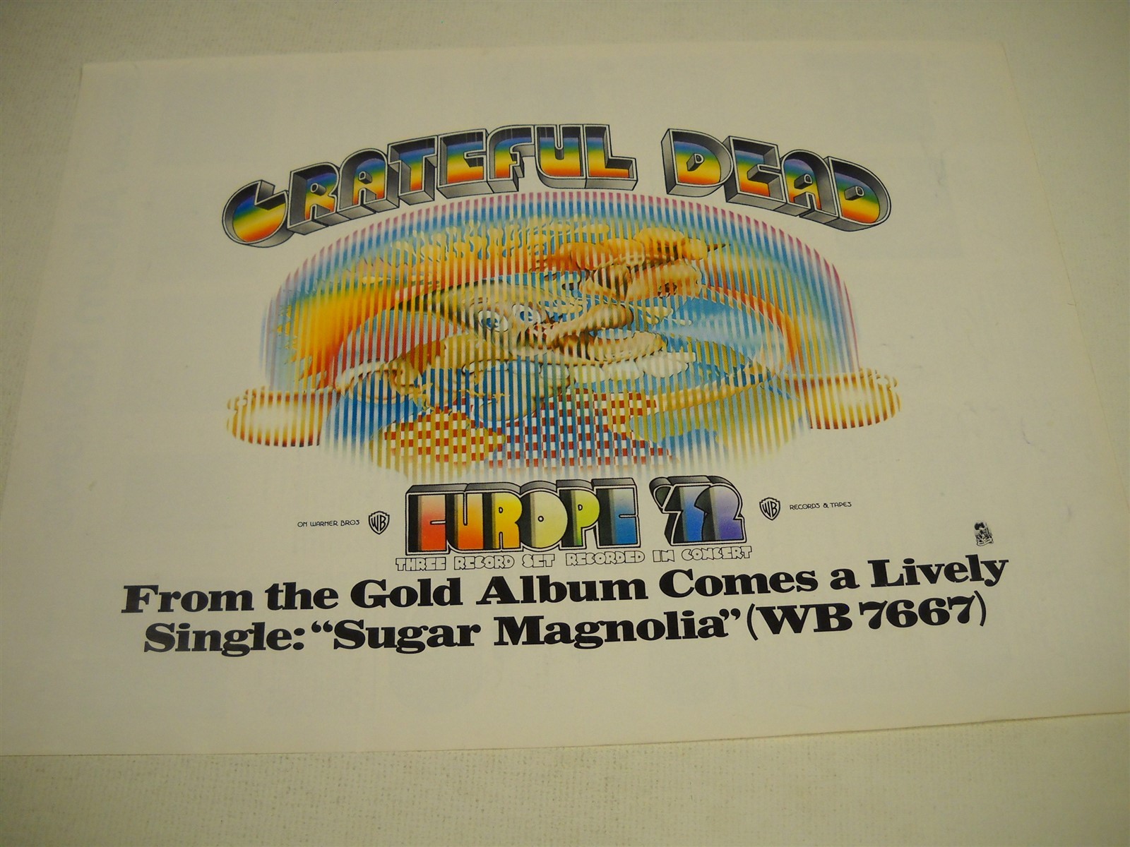 GRATEFUL DEAD from Europe '72 come SUGAR MAGNOLIA original 1973 Promo Display Ad