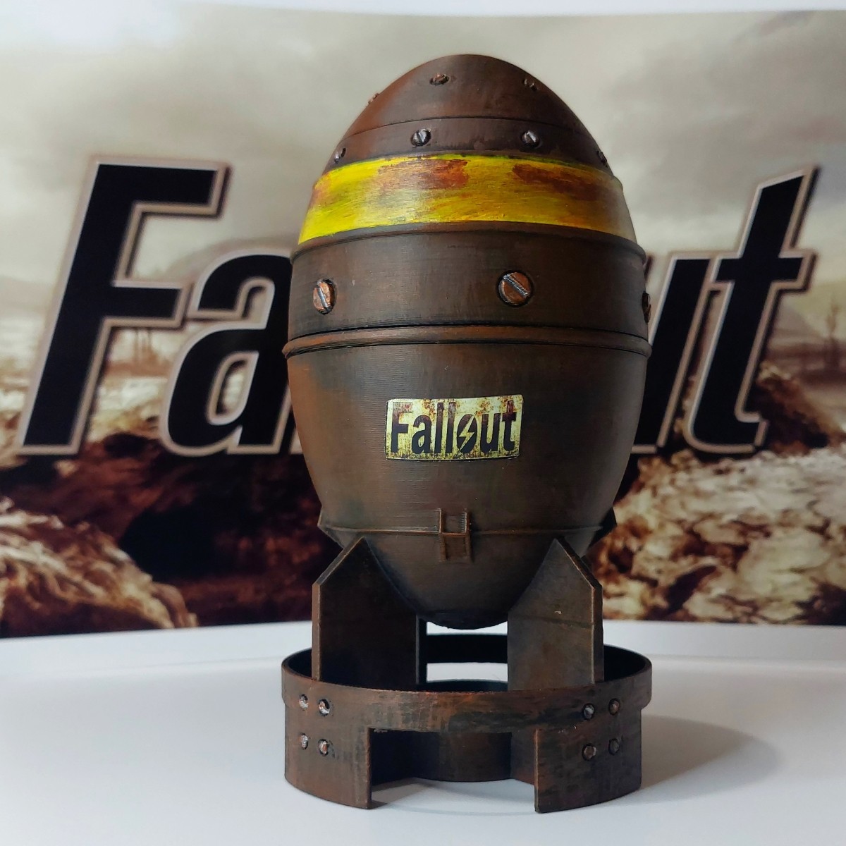 Fallout Series Mini Nuke 6 inches Replica Bomb  & 10 Waterproof Sticker Pack