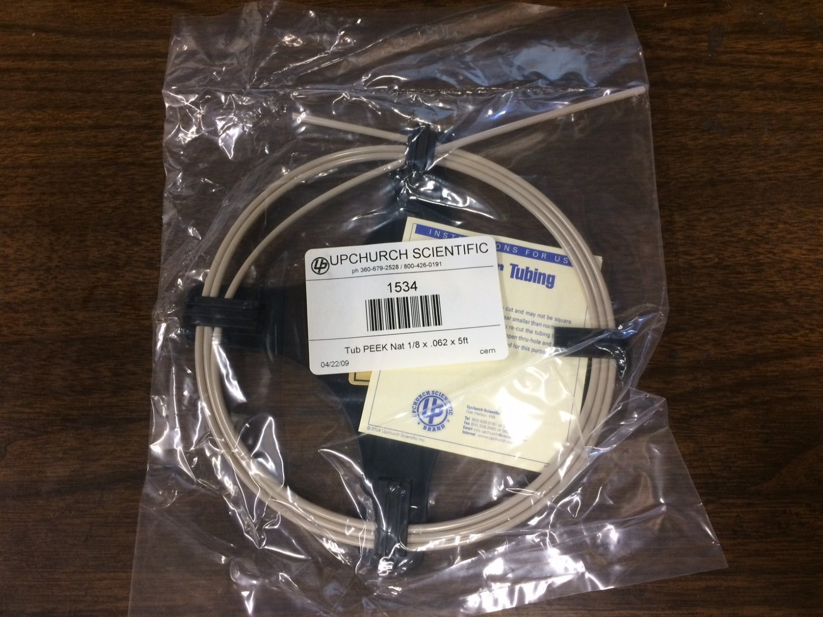 Upchurch Scientific 1534 Peek Tube Natural 1/8 x .062 x 5ft