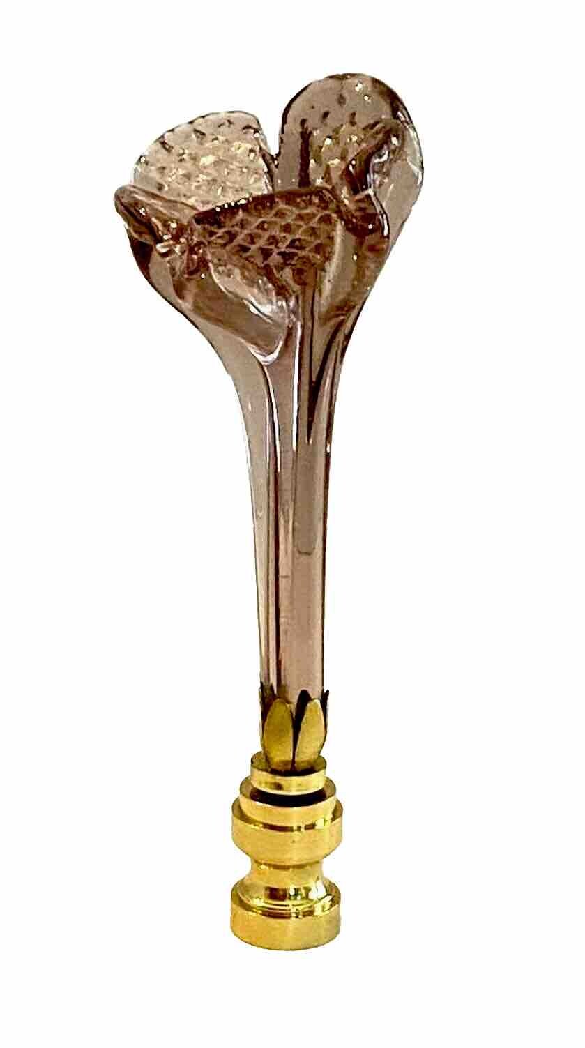RARE 4" VINTAGE MURANO AMETHYST FLOWER LAMP FINIAL Brass base Tap 1/4-27