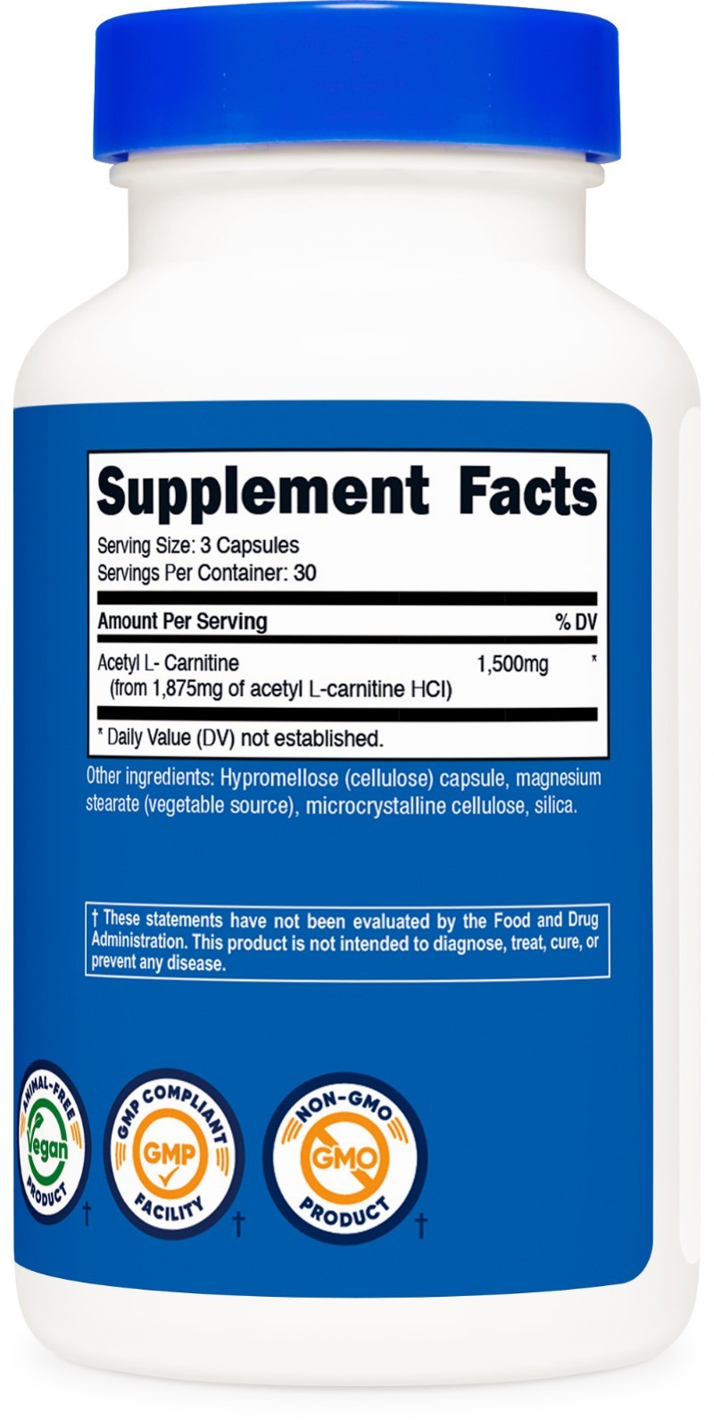 Nutricost Acetyl L-Carnitine (ALCAR) 1,500mg 90 Capsules, 30 Servings, Vegan
