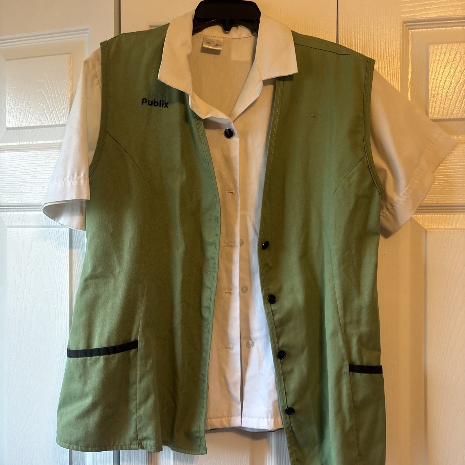 Publix Vest Womens L UNIFORM Florida w/ white collared underneath shirt vintage