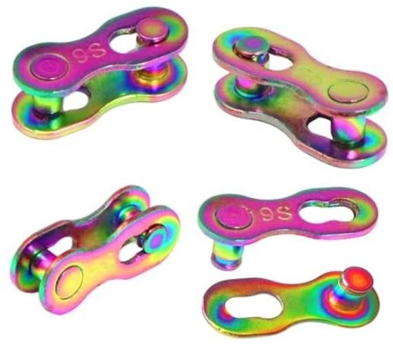 4Pair Bicycle Missing Link, Bike Chain Master Link Connector, 9 Speed-Rainbow