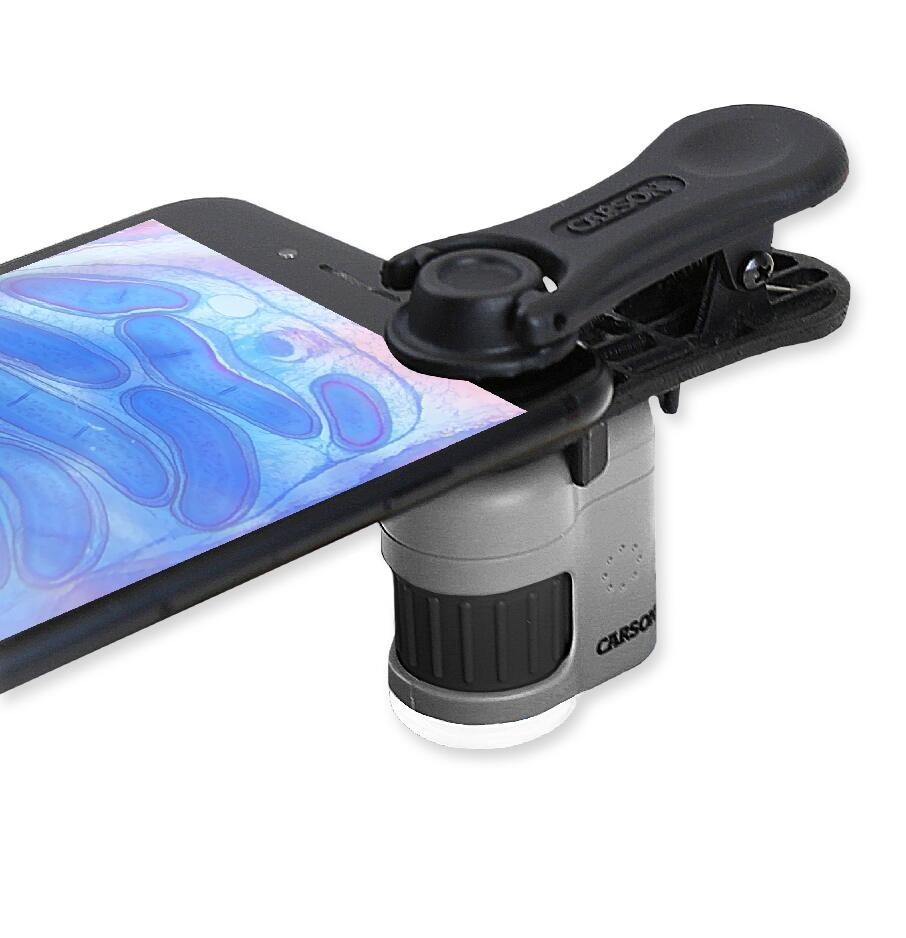 Carson MM380 MicroMini 20x LED/UV Lighted Pocket Microscope w/Smartphone Adapter