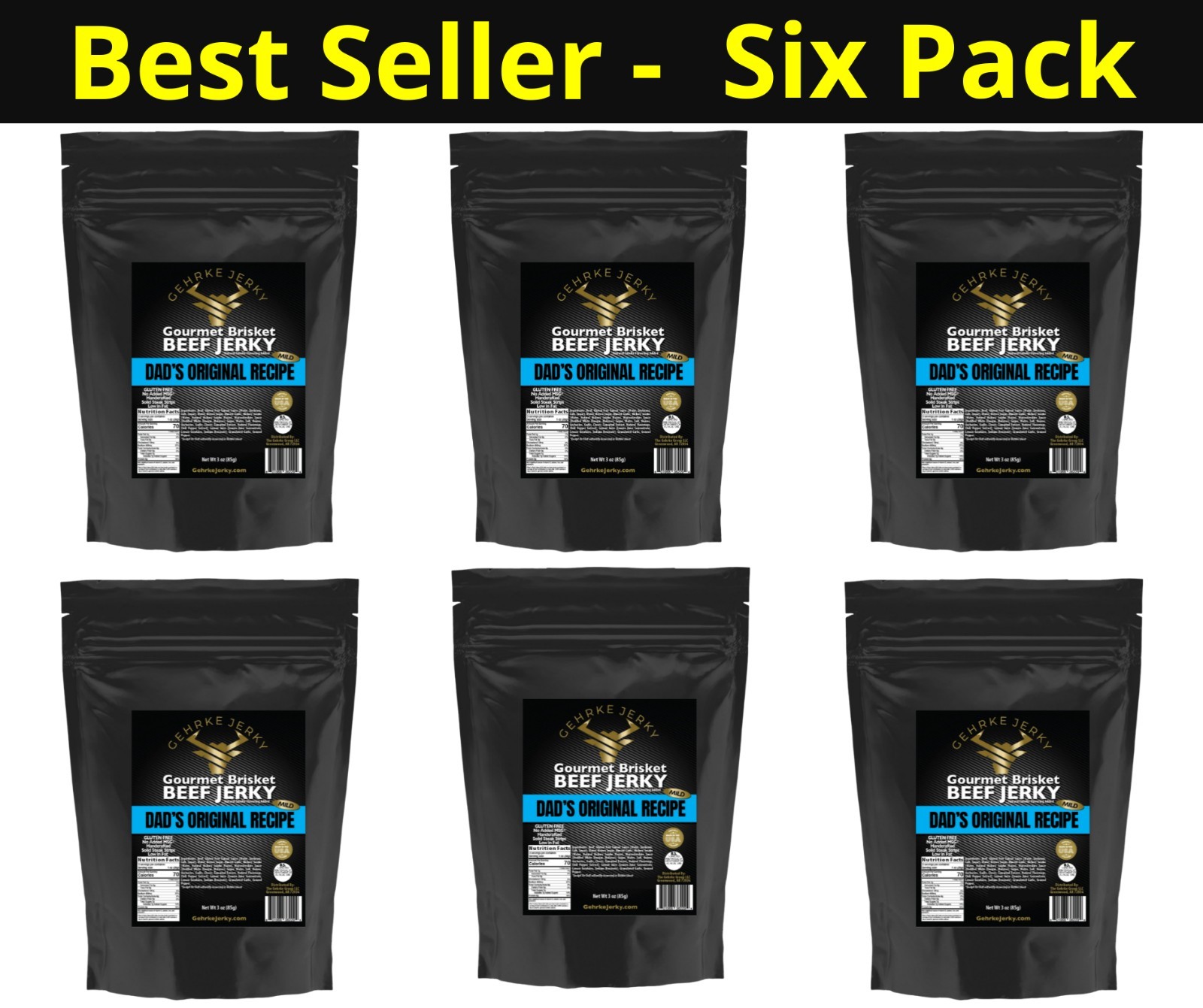 WOLESALE EARN MONEY - Sell Retail Resale Beef Brisket Gehrke Jerky 6 - 3oz. bags