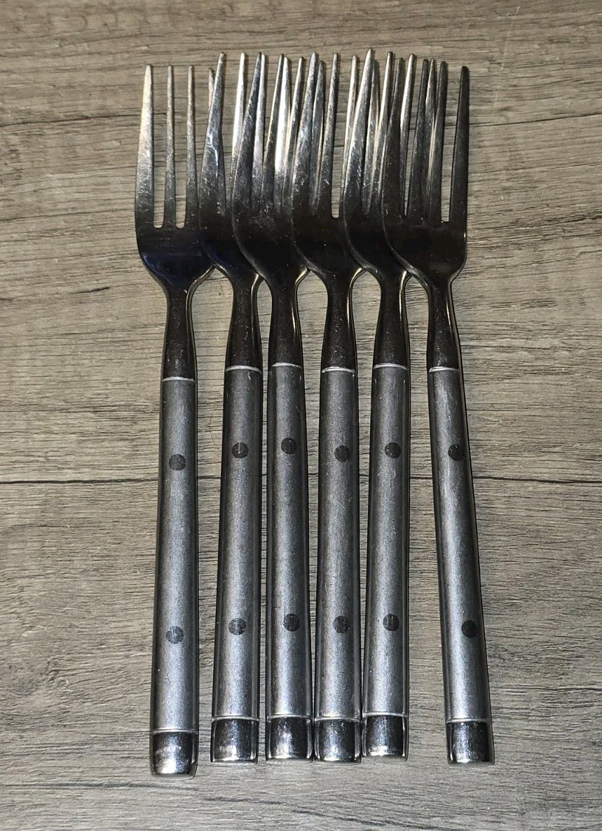 Vintage Cambridge TRIPOLI II SAND 6 DINNER FORKS Stainless Flatware