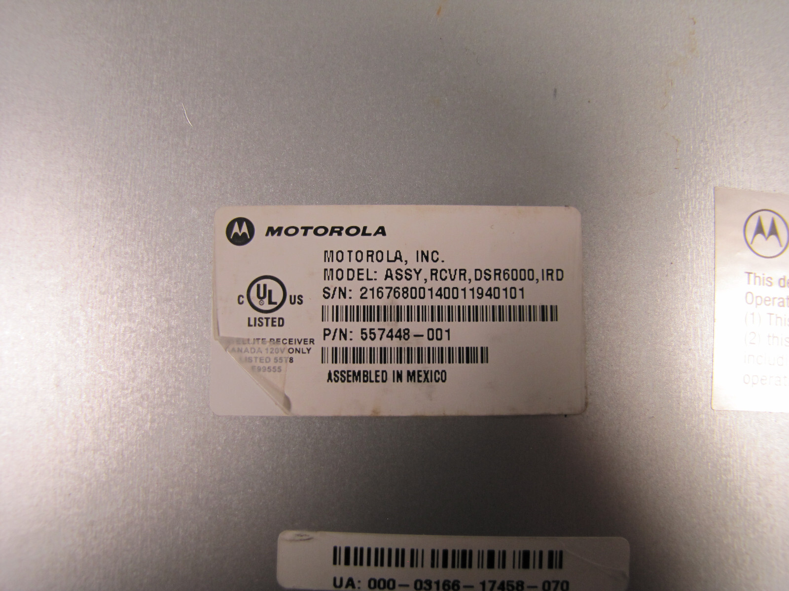 Motorola DSR-6000 Integrated Receiver Decoder IRD Satellite Receiver
