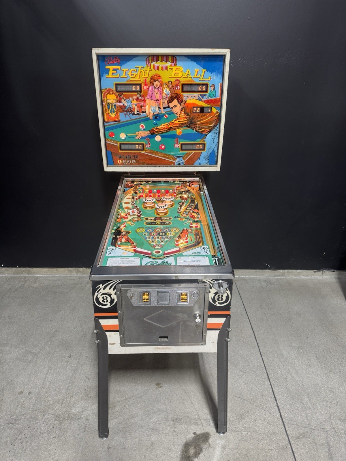 Eight Ball Pinball Machine Bally 1977 Orange County Pinballs Free Shipping