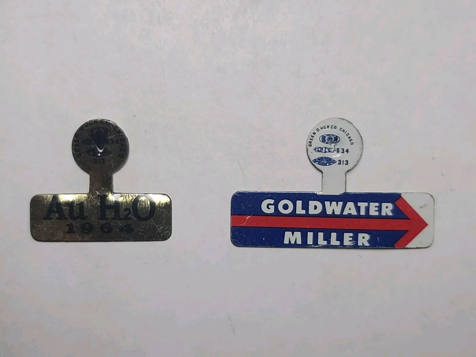Goldwater Presidential Campaign Metal Fold Over Political 1964 Pins Au H2O