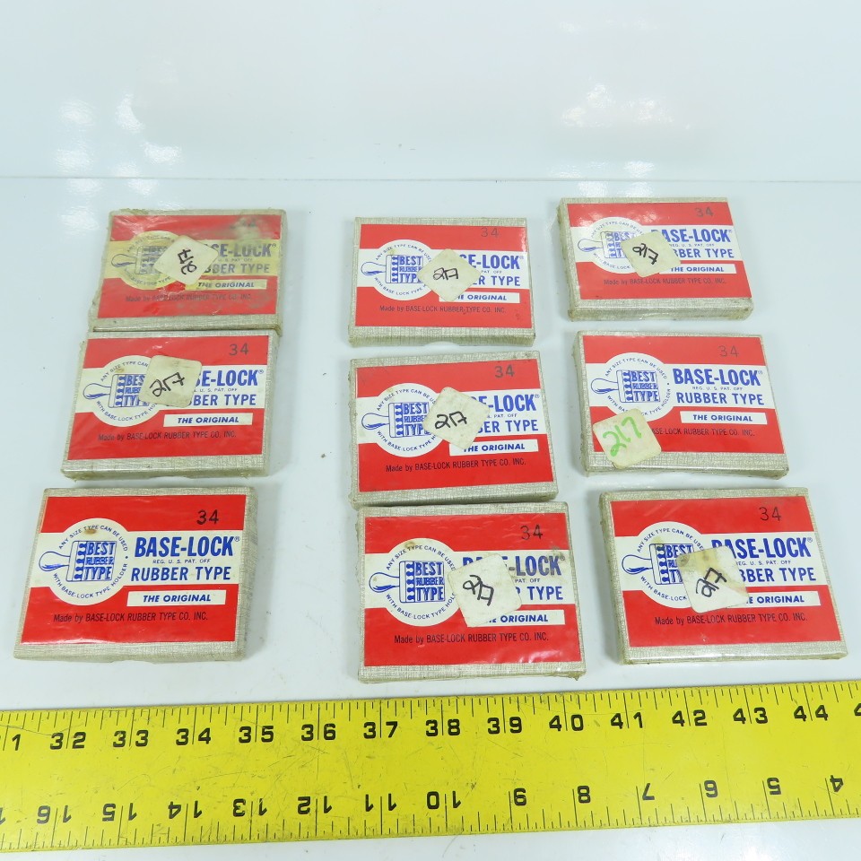 Base-Lock No. 34 F-13 Rubber Type Figure Font Stamps Lot Of 9