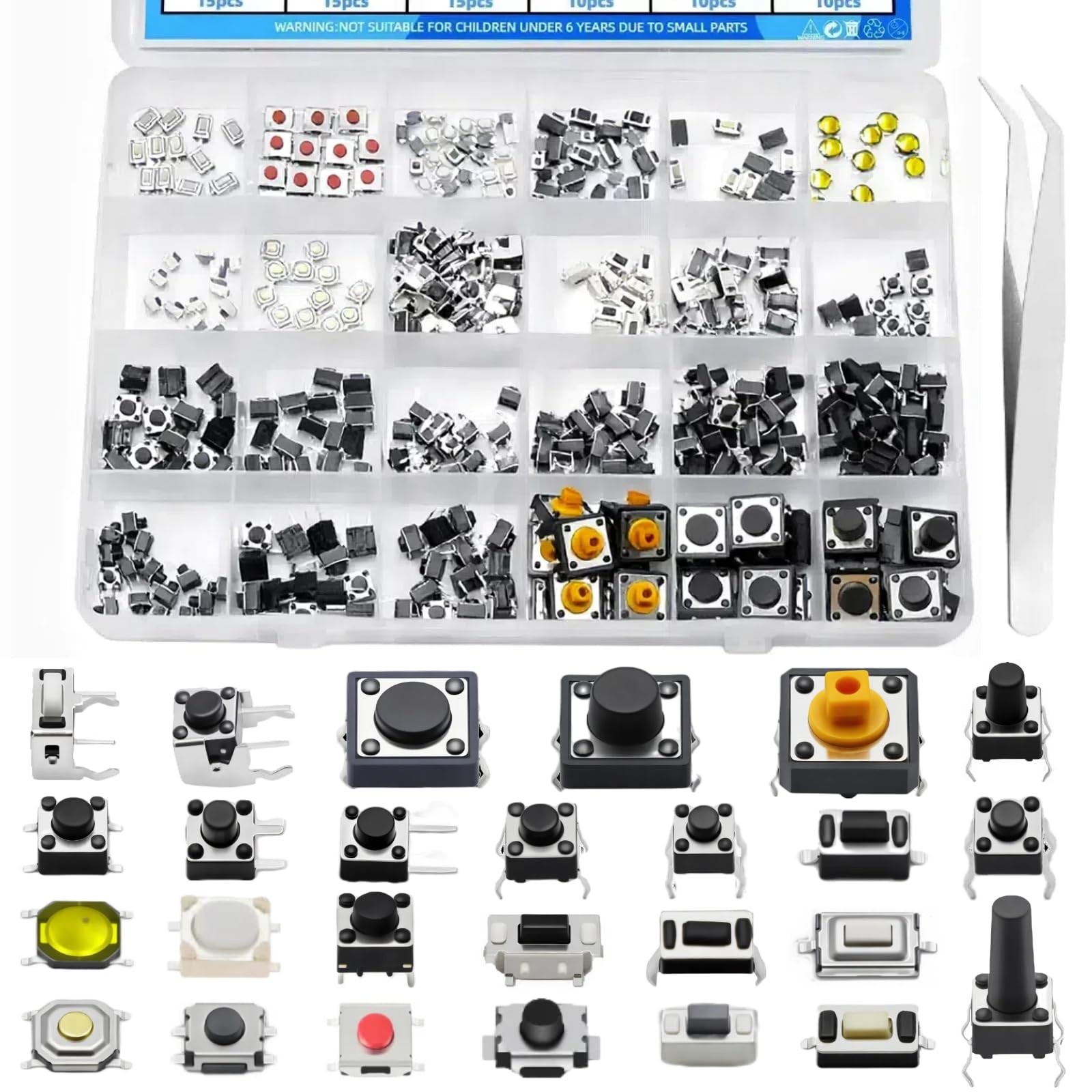 EGSCST 375PCS 26Values Micro Momentary Tactile Push Button Switch Assortment...