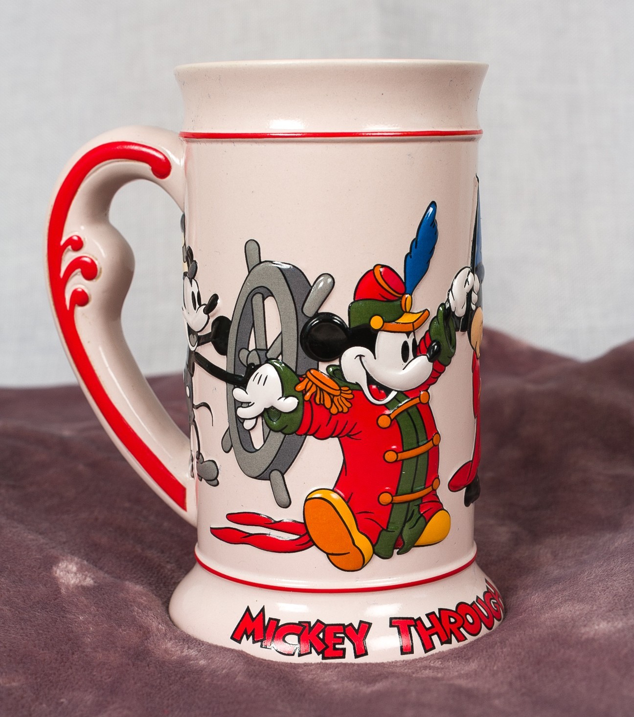 Vintage Walt Disney MICKEY THROUGH THE YEARS 6.5 inches Mug Beer Stein Ceramarte