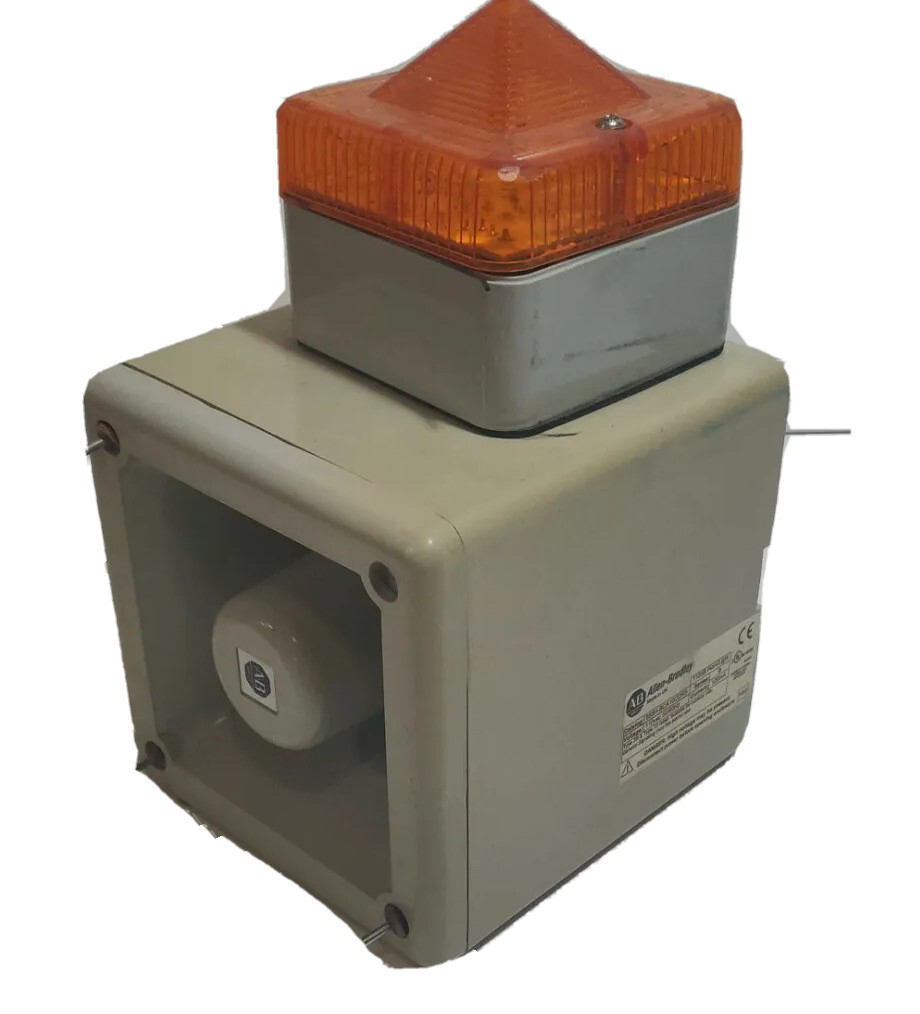 USED Allen Bradley 855H-BCA10CDR5 Amber horn/light 112DB alarm (CRACKED) (D151)