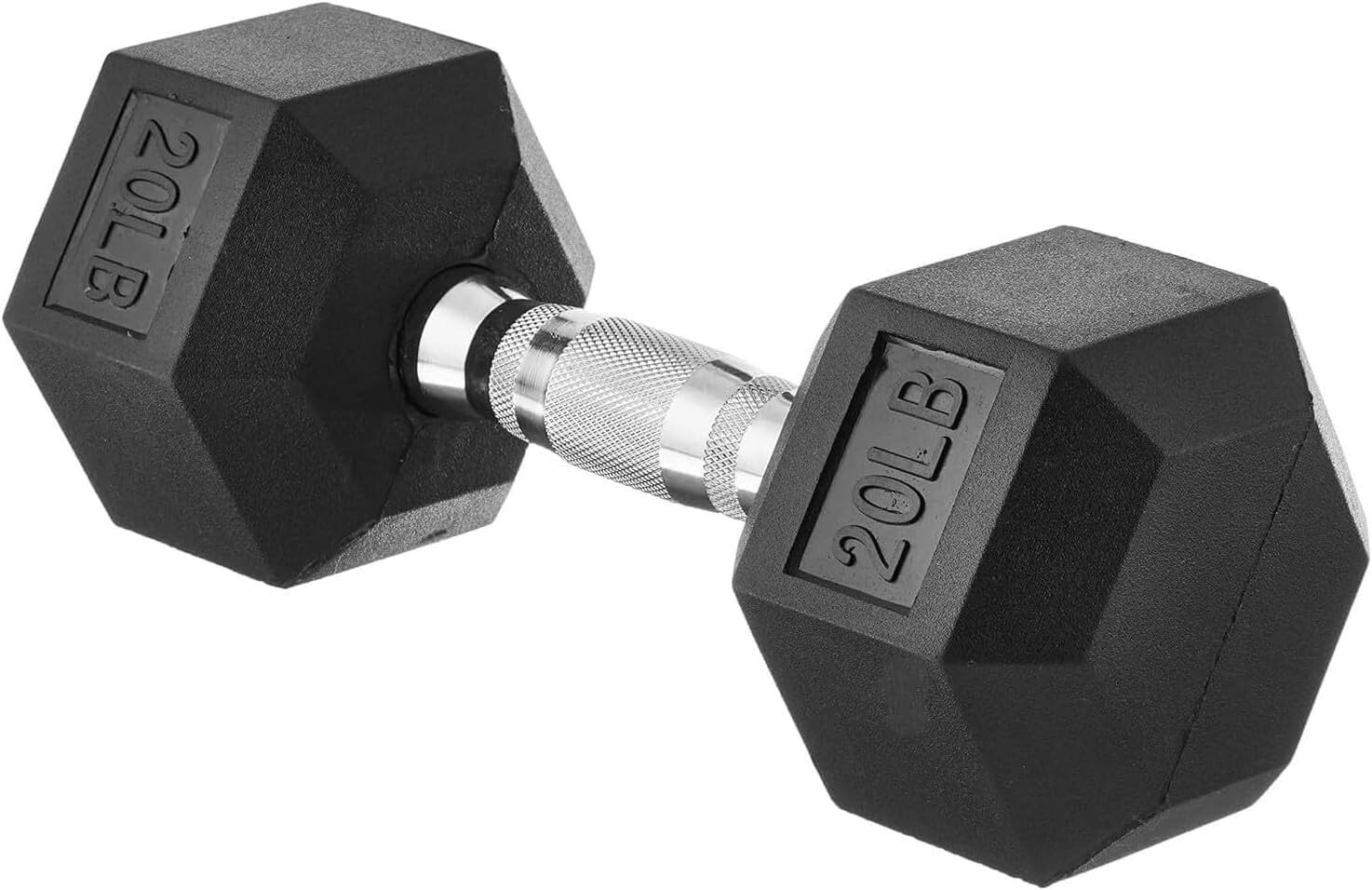 1X Single Dumbbell 10/15/20/25/30/35/40/45 lbs Rubber Hex Dumbbell for Home Gym