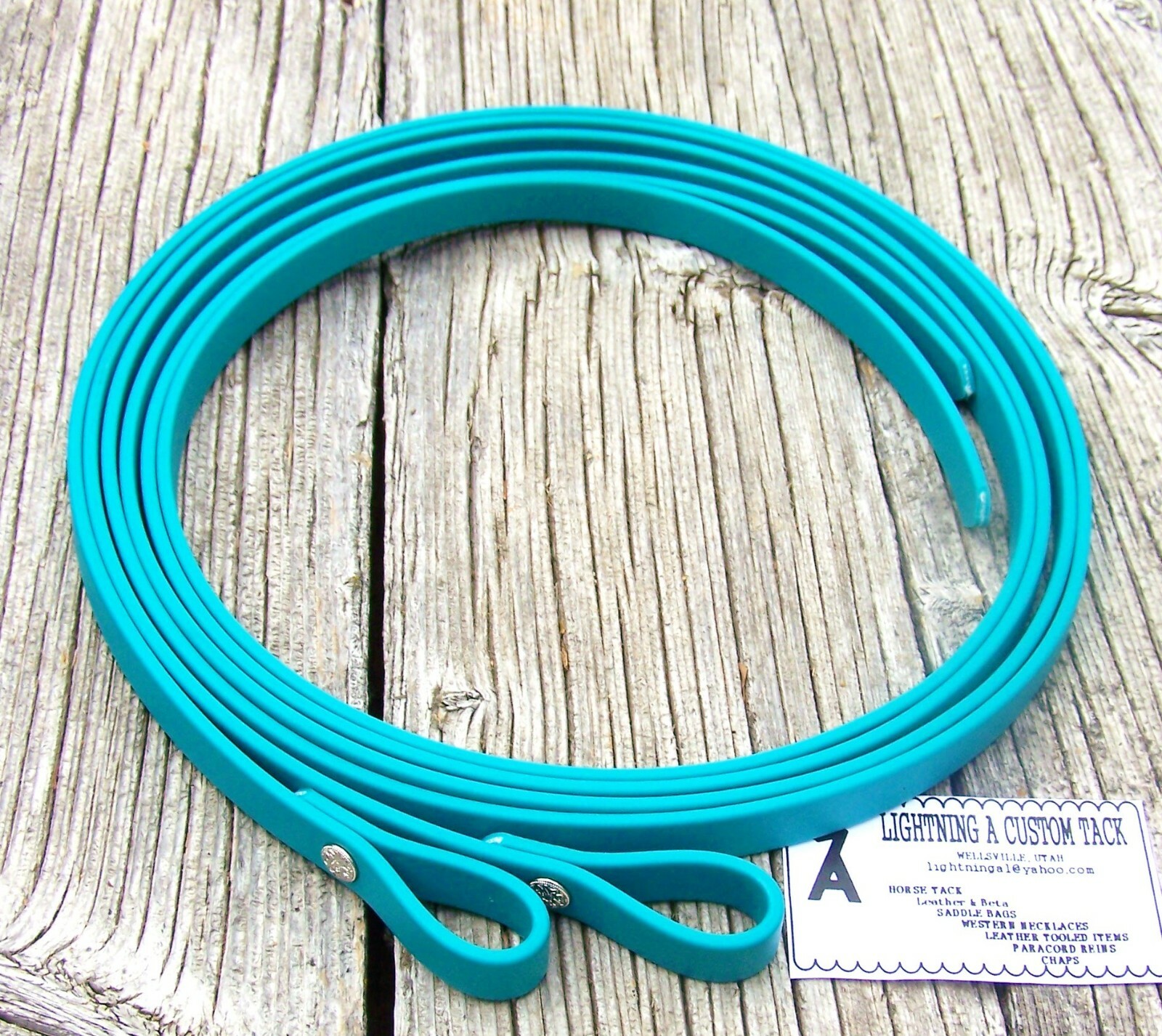 7-8' x 5/8" Split Reins TEAL Beta Biothane Rein Bridle Horse Show Trail Riding