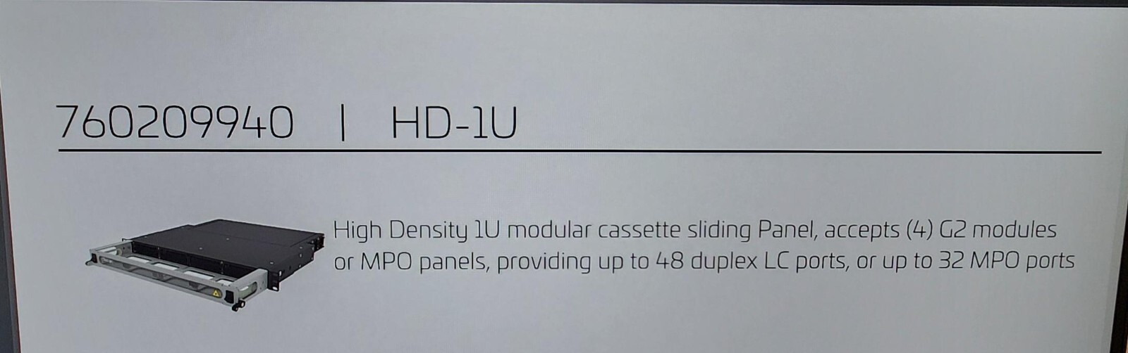 Commscope Density 1U modular cassette sliding panel HD-1U
