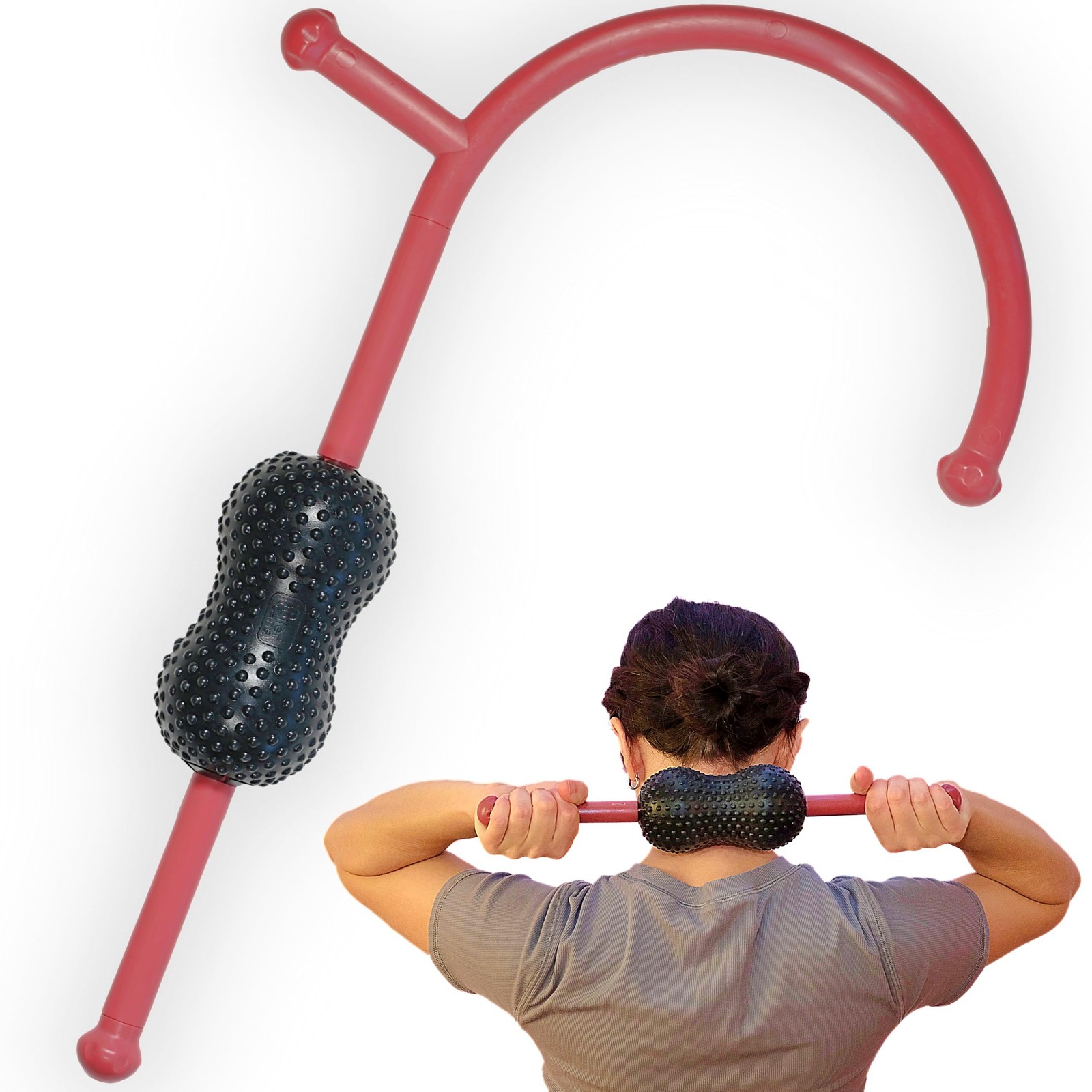Roller Cane Massager | 2-in-1 Massage Roller Stick & Trigger Point Cane | Rub...