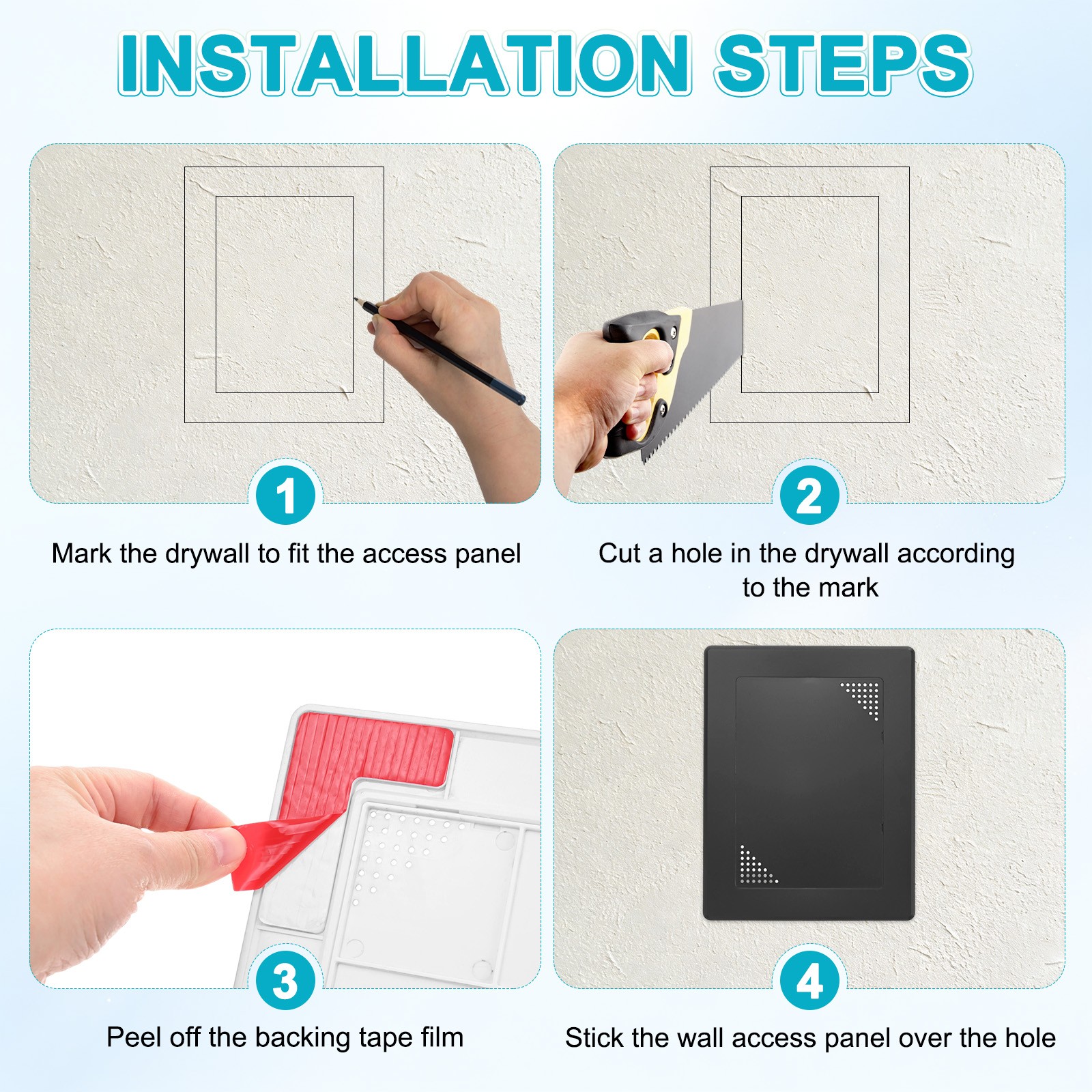 2-Pack Access Panel for Drywall, 7x5" Plastic [Black, Vented Rectangle]