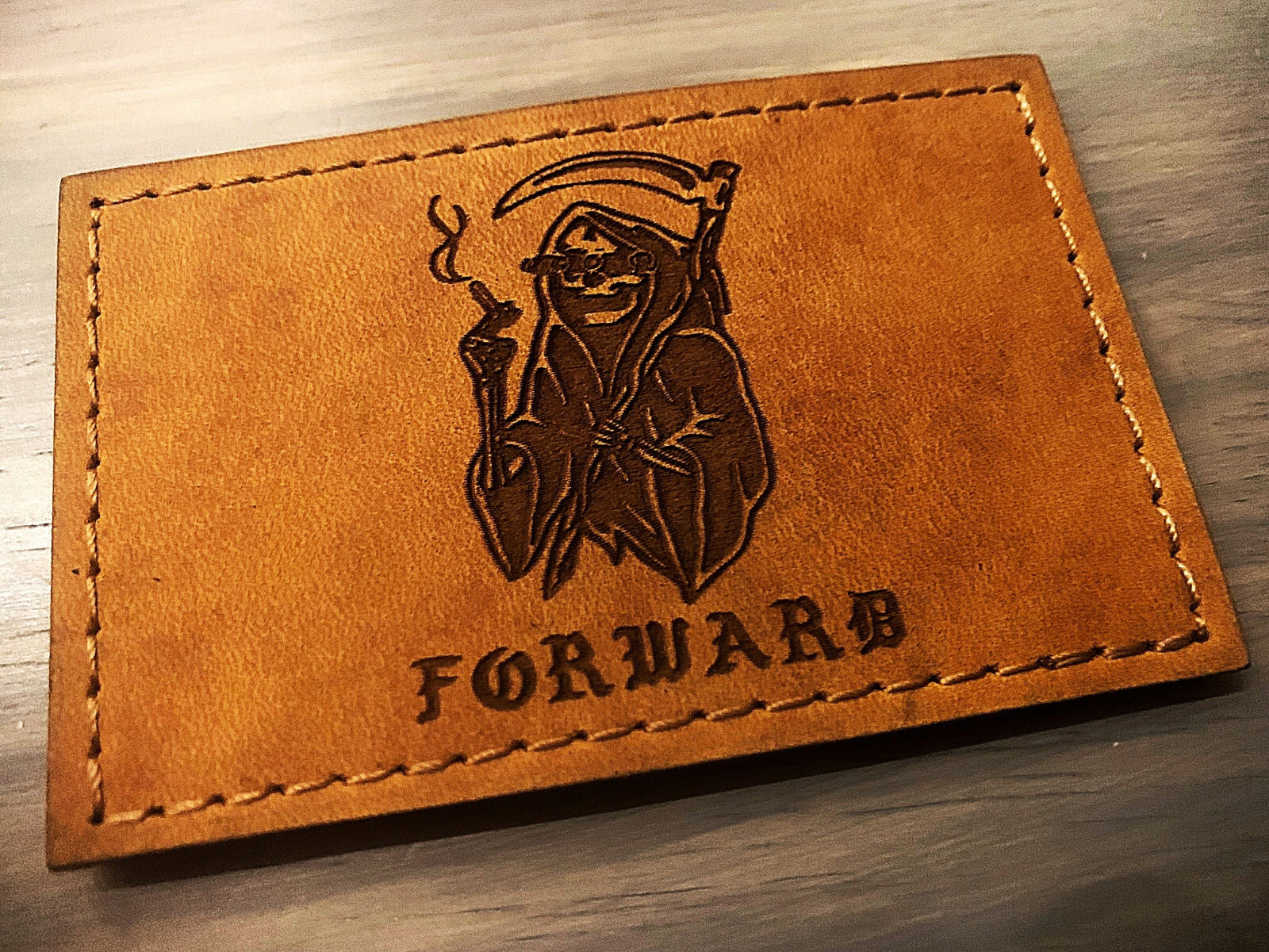 FORWARD OBSERVATIONS x BALD BROS LEATHER REAPER PATCH AUTHENTIC FOG