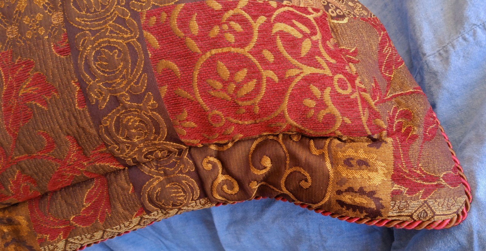 Croscill (2) Pair Pillow Shams Reds Gold Rust 43"X27" Boho Baroque