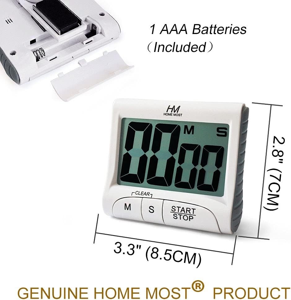 2-Pack Large Display Kitchen Timer - 3" Digital Timer Magnetic Back Loud Alar...