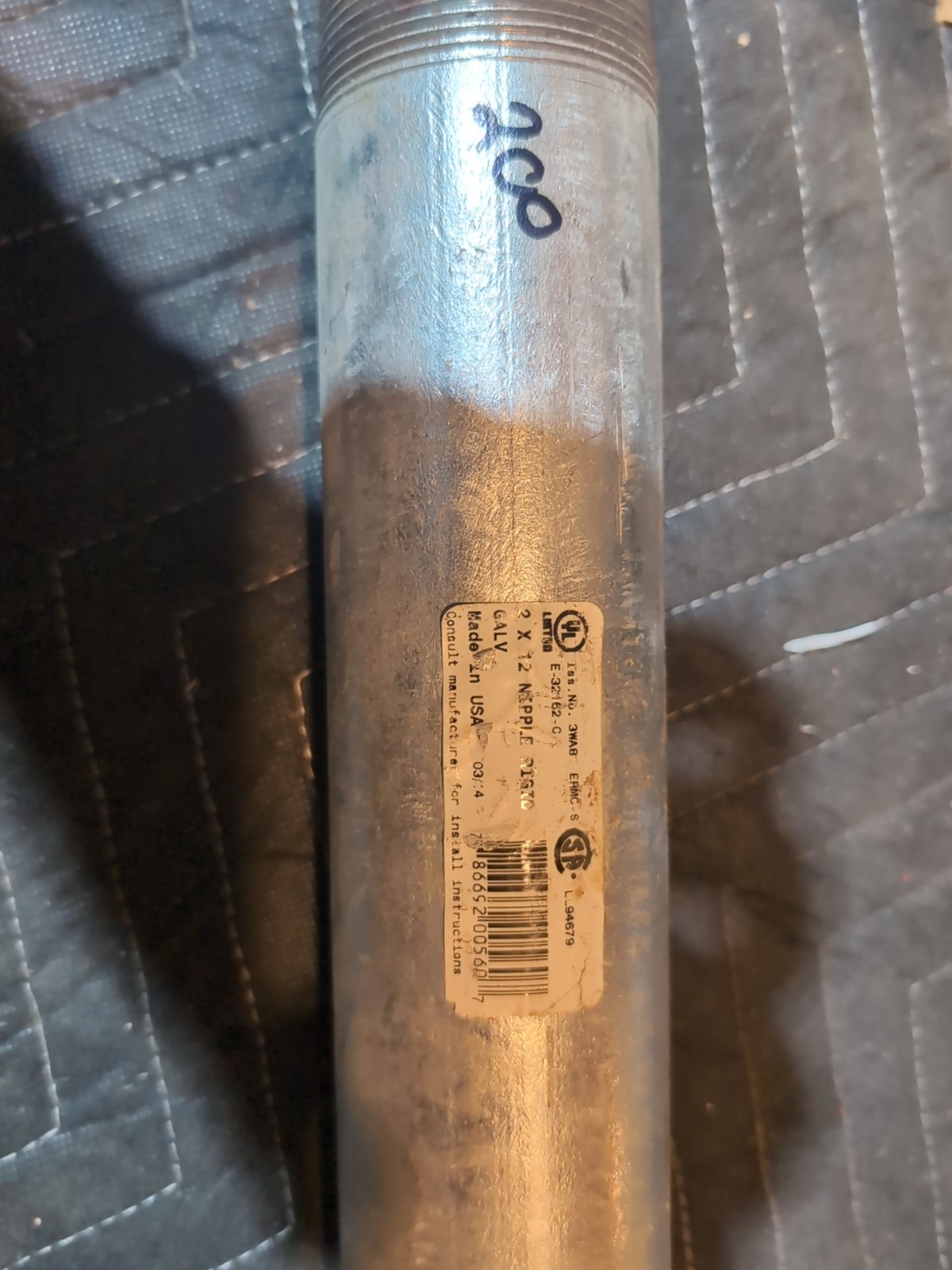 Wheatland Galvanized Conduit Nipple 2" X 12" ERMC-S with Coupling