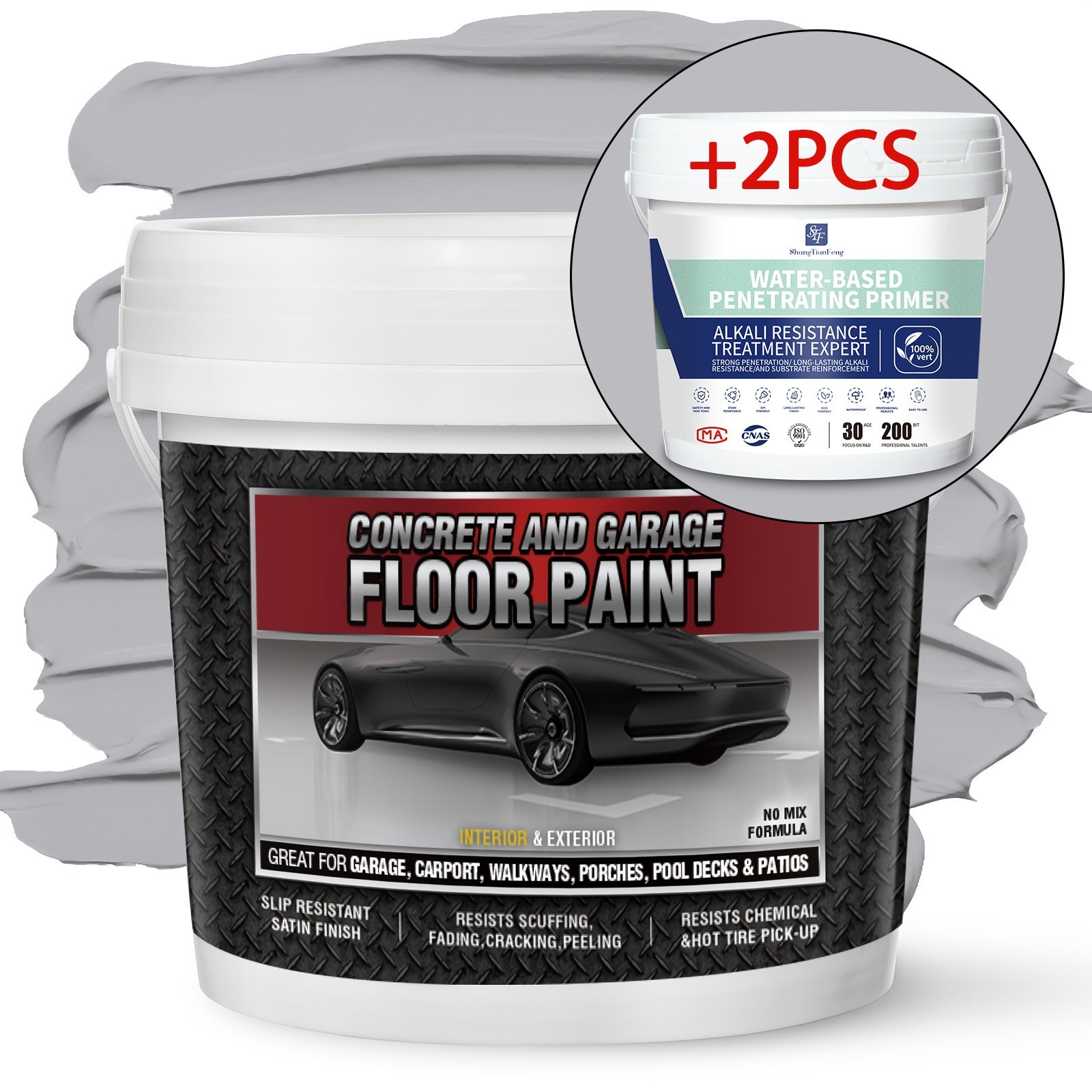 1 Gal Epoxy Concrete Paint with Primer, Waterproof Indoor & Outdoor Coating