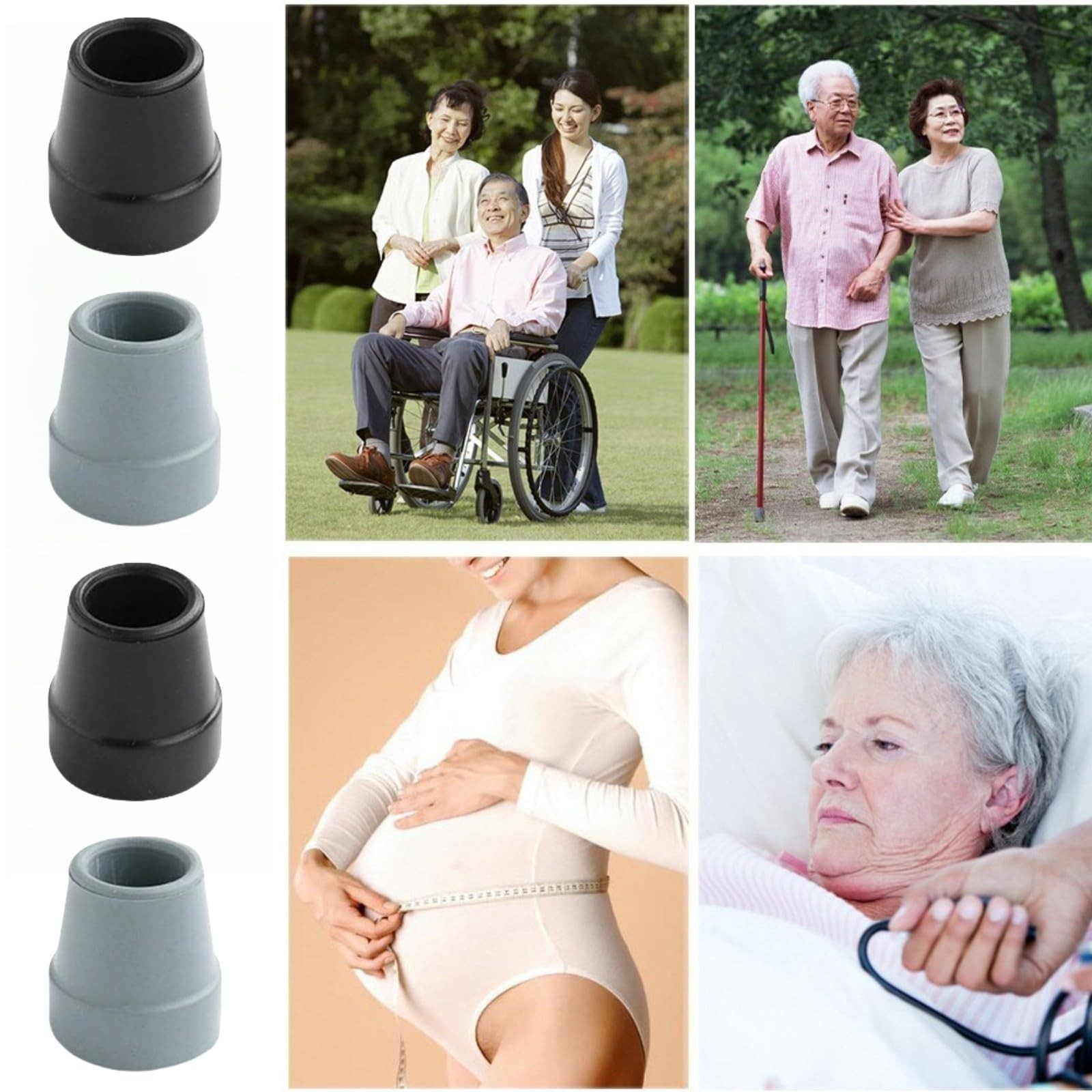 4 Pack Quad Cane Tips 1/2 Inch Heavy Duty Walking Cane Rubber Tips Replacemen...