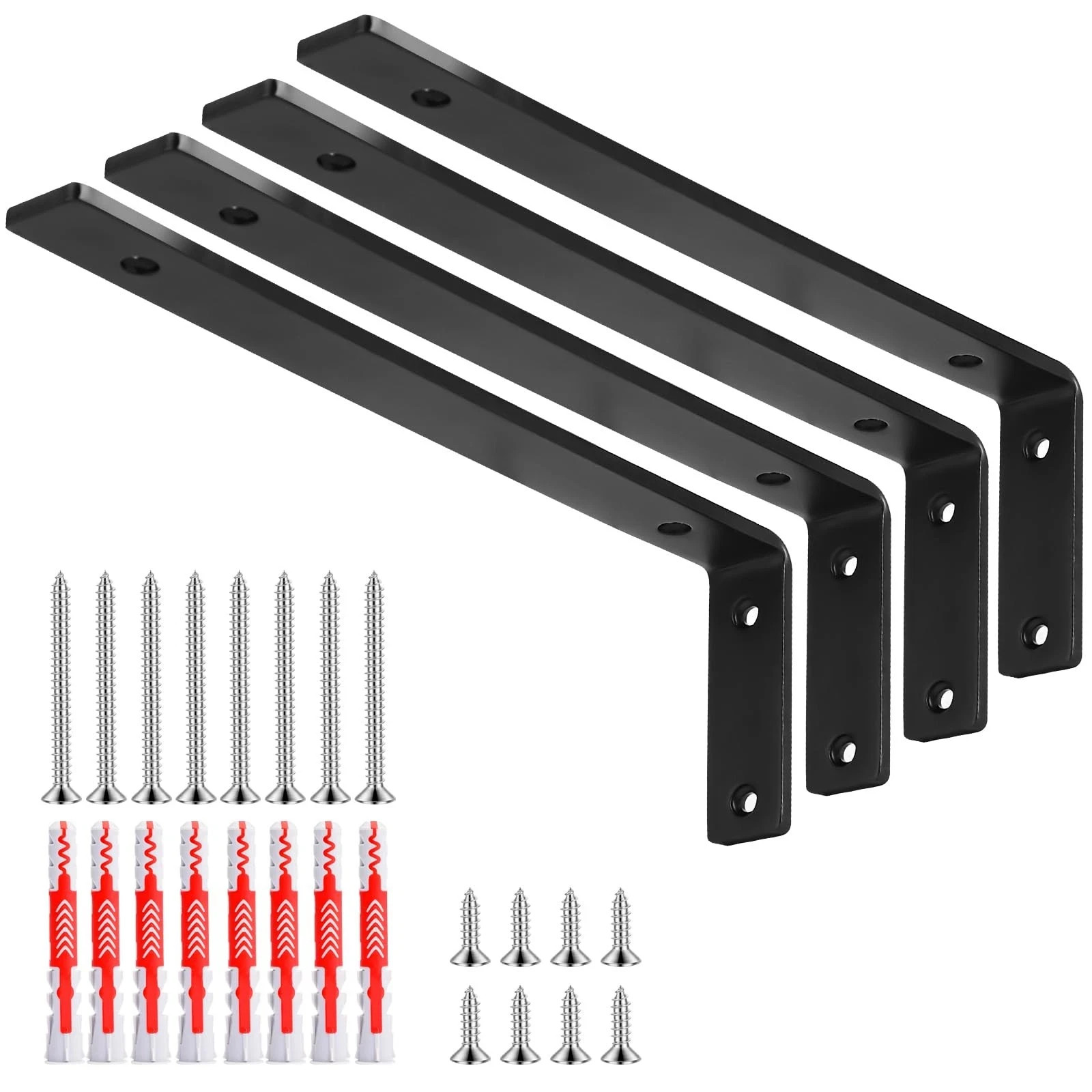 L Bracket 4 Pack, L 10" x H 3", 5mm Thick Heavy Duty L Shelf Bracket, Metal F...