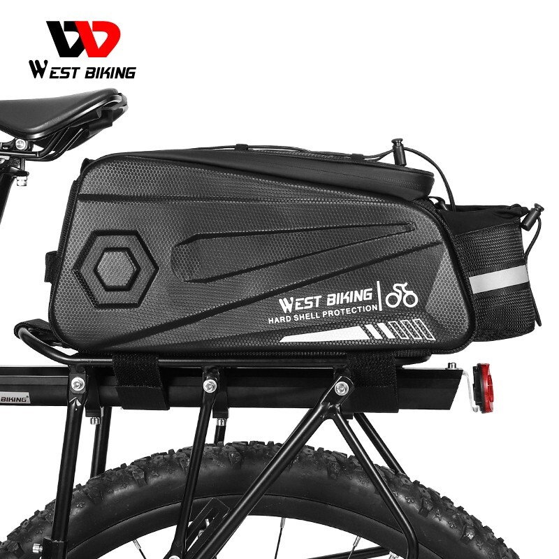 WEST BIKING Waterproof Bicycle Hard Shell Bag Bike Rear Rack Pack Bag Pannier