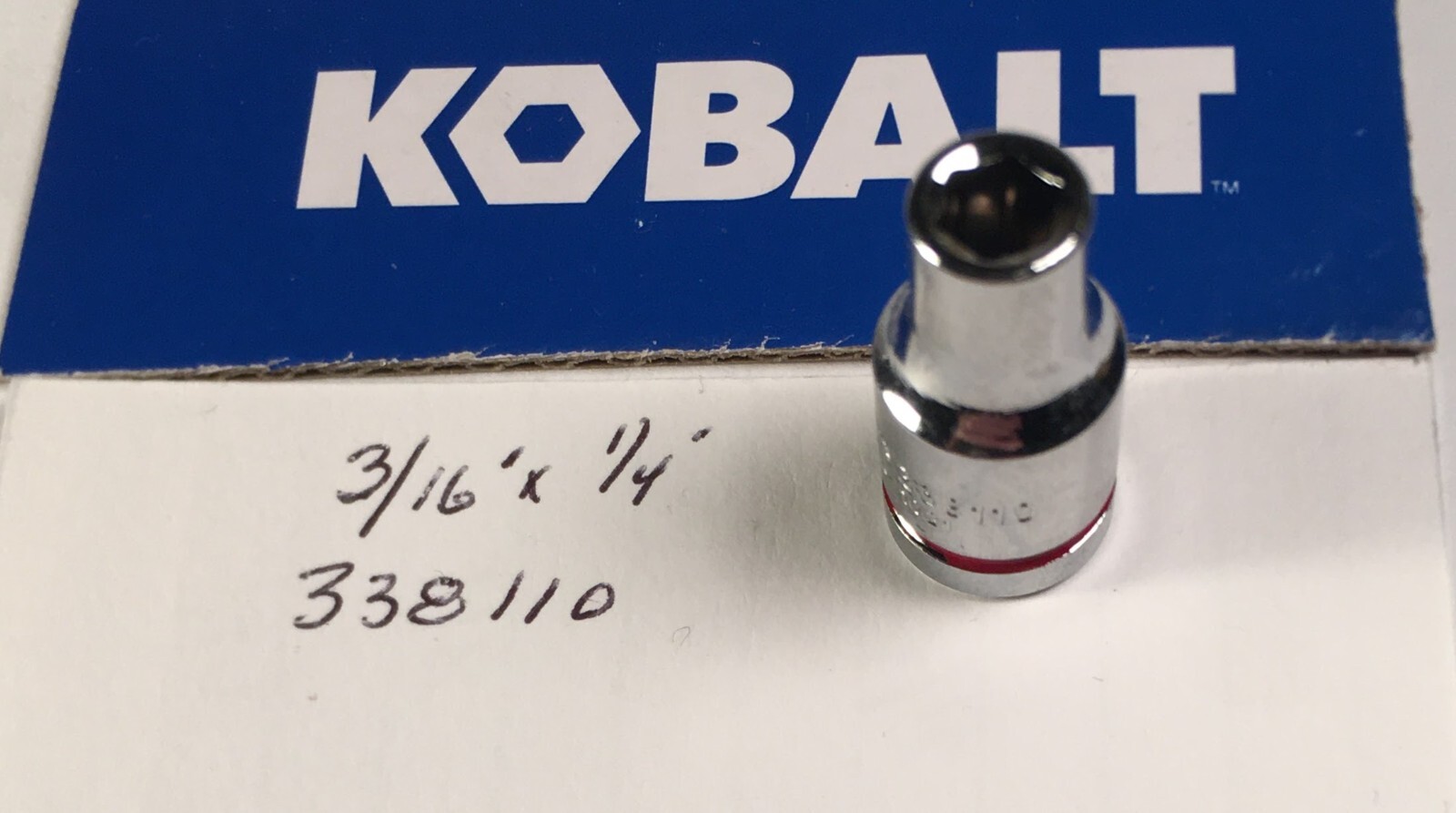 Kobalt  3/16"  x 1/4" Dr  Standard Chrome Socket 6 Pt # 338110 Free Shipping