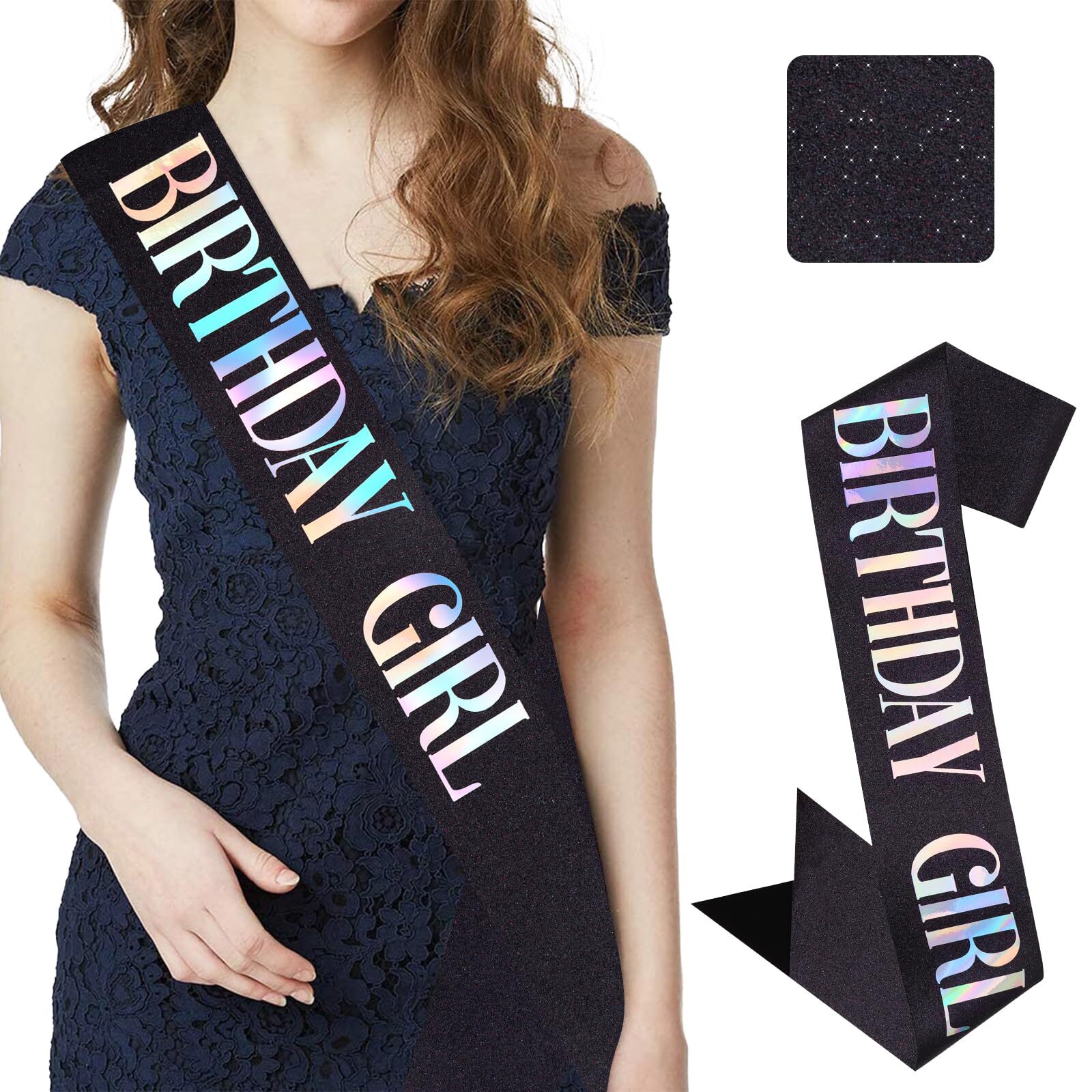 Birthday Girl Sash for Women Girls 67" L x 3.6" W Black - Perfect for 16th 18...