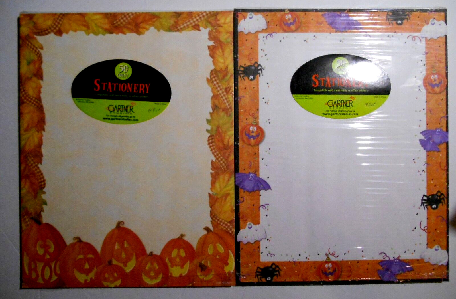 Gartner Studios HALLOWEEN Party Designer Stationery 96 Sheets 8.5"x 11" JOL Bats