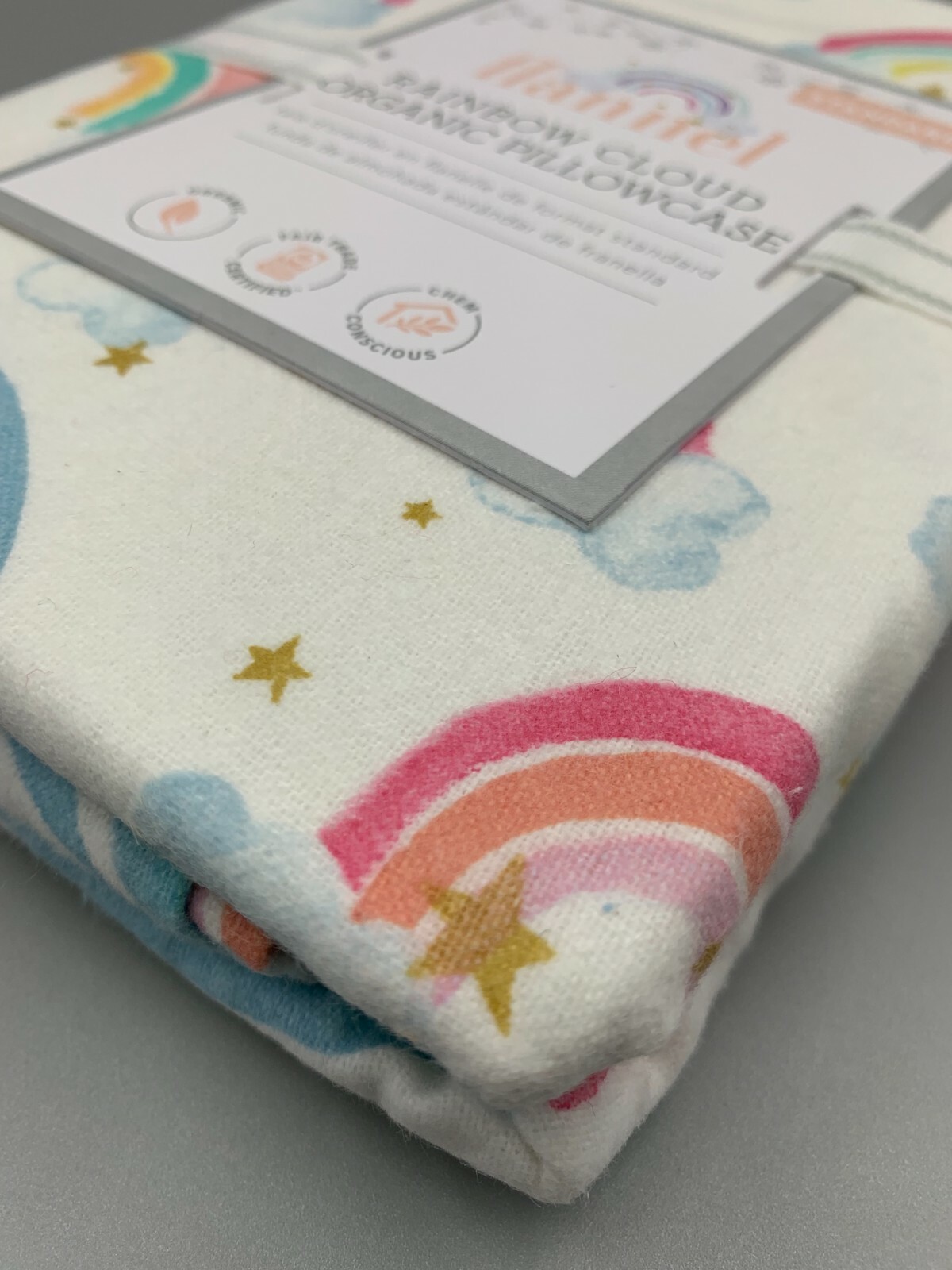 Pottery Barn Flannel Rainbow Cloud Organic Standard Pillowcase #H15