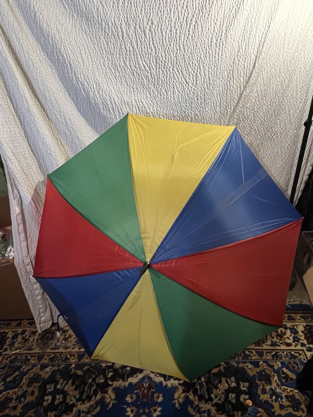 Vtg 80s Rainbow  large golf umbrella New Excellent Condition