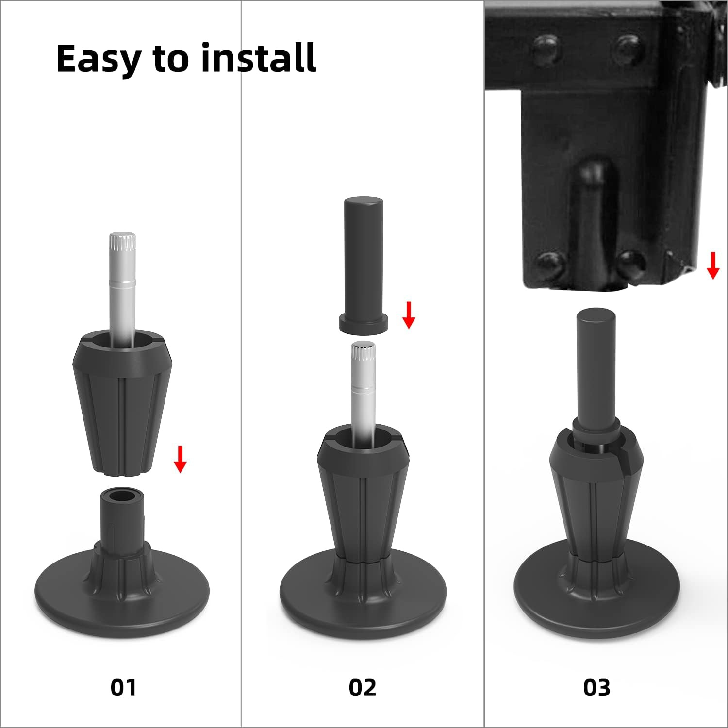 6Pcs Steel Stem Plastic Bed Frame Feet,Sturdy Bed Frame Legs for Replace Wheels,