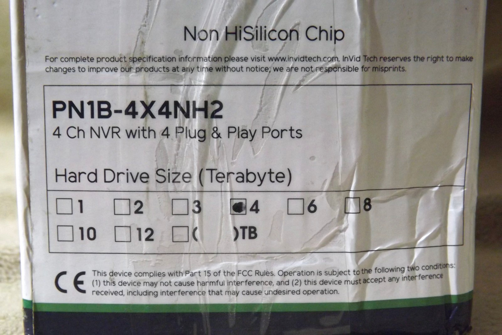 InVid 4K 4Ch NVR With 4TB HDD PN1B-4X4NH2