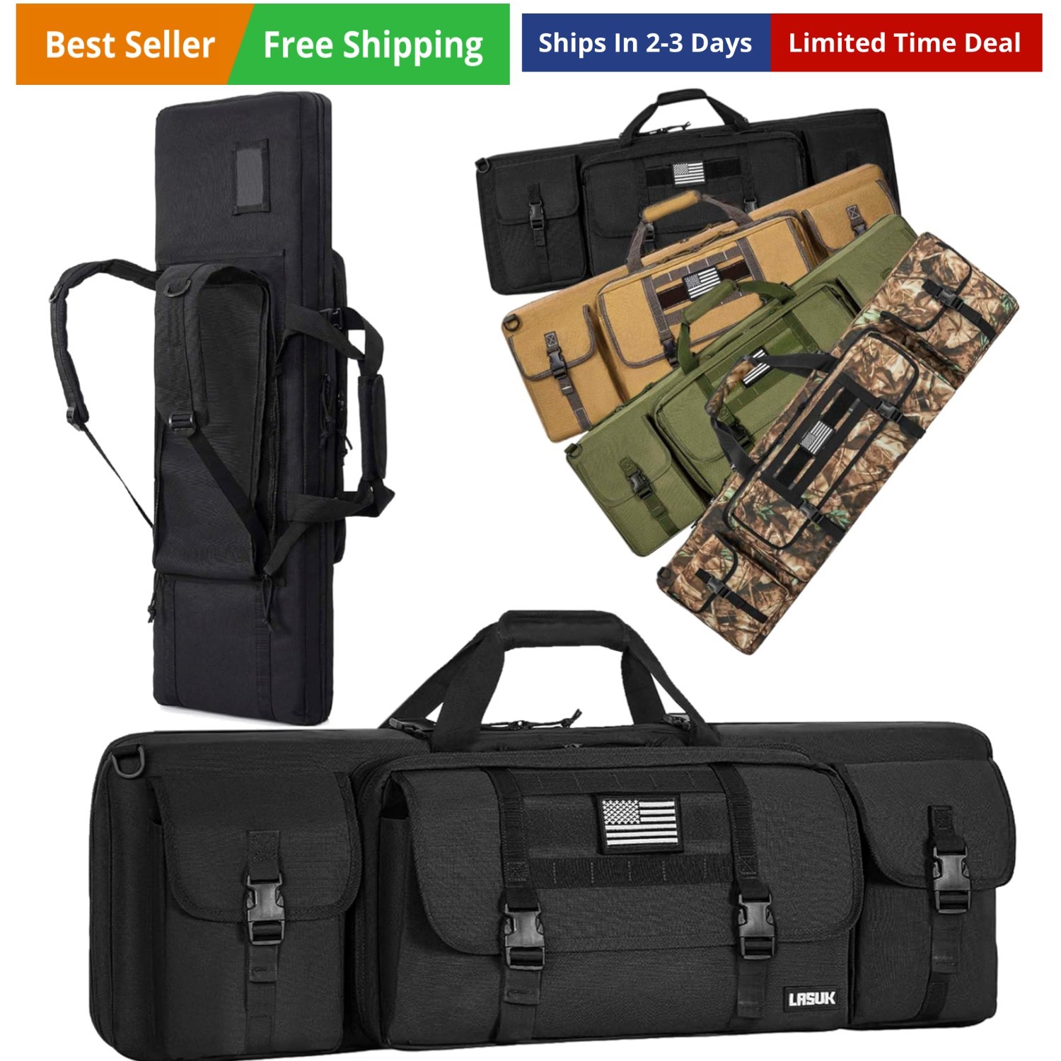 28" 36" 42" 46" 51" 55" Soft Double Rifle Bag, Portable Long Rifle Bag for Ou...