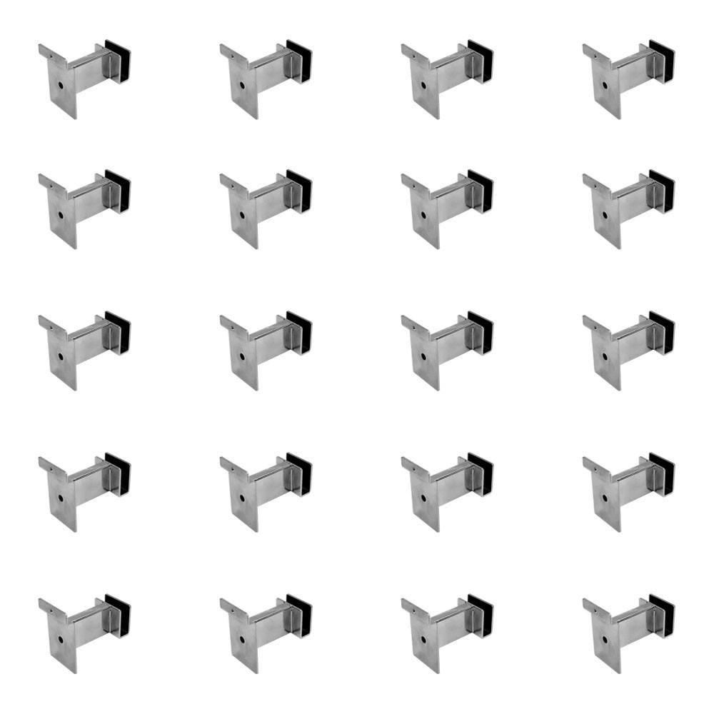 3" Chrome Slatwall Hangrail Bracket Holding 1-3/4" X 1/2" Rectangular Tube 20PC