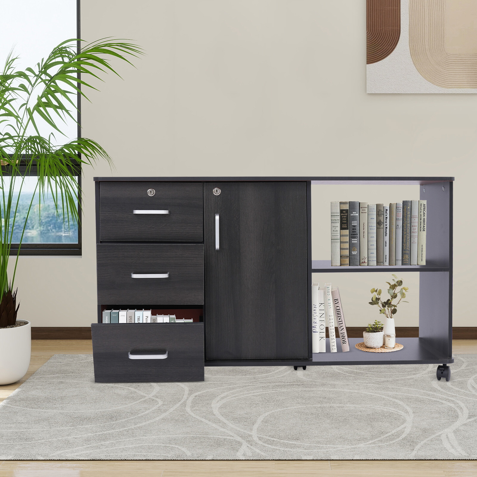 3 Drawer Mobile File Cabinet Under Desk Storage Drawers Office Filing Cabinet