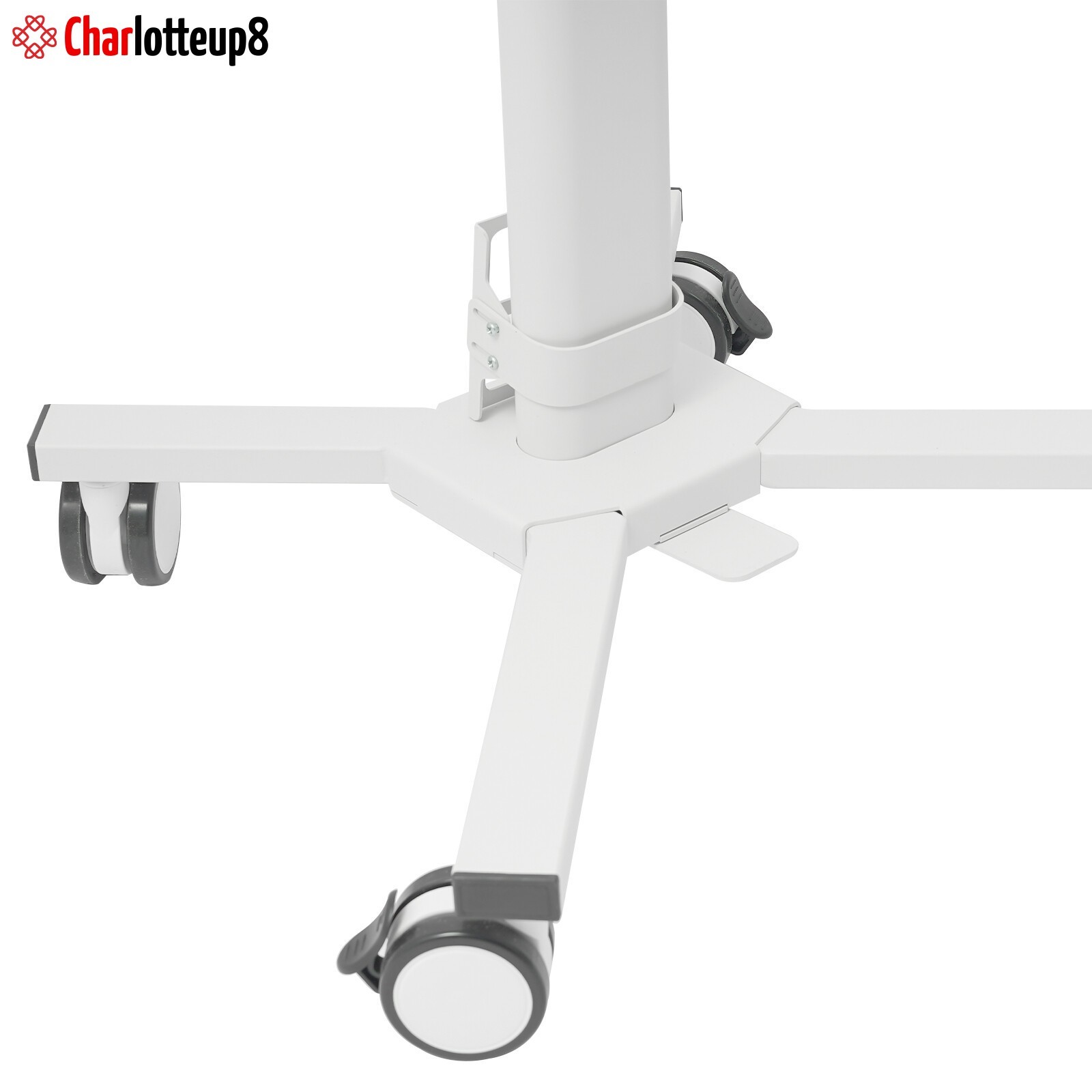 Rolling Medical Cart Height Adjustable Mobile Medical Tablet Cart White