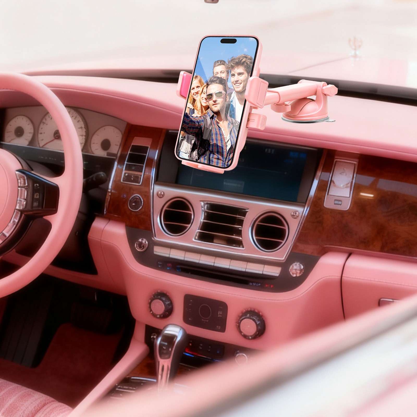 Car Phone Holder 360°Adjustable Suction Dashboard Mount for 4-7.2"iPhone Android
