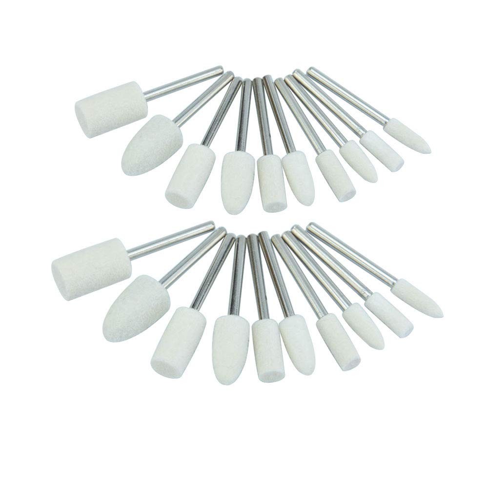 Luo ke 20 Pieces Compressed Wool Polishing Wheels Felt Grinding White