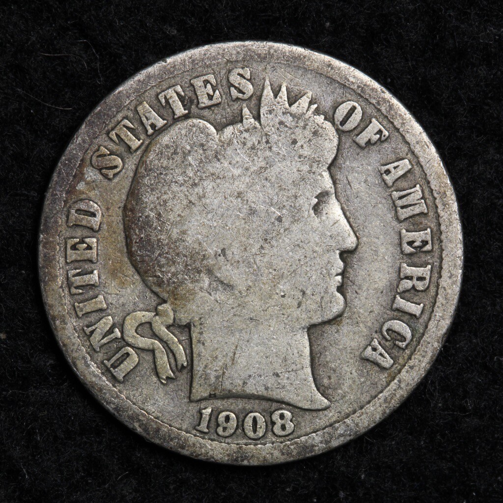 1908-D Silver Barber Dime GOOD FREE SHIPPING