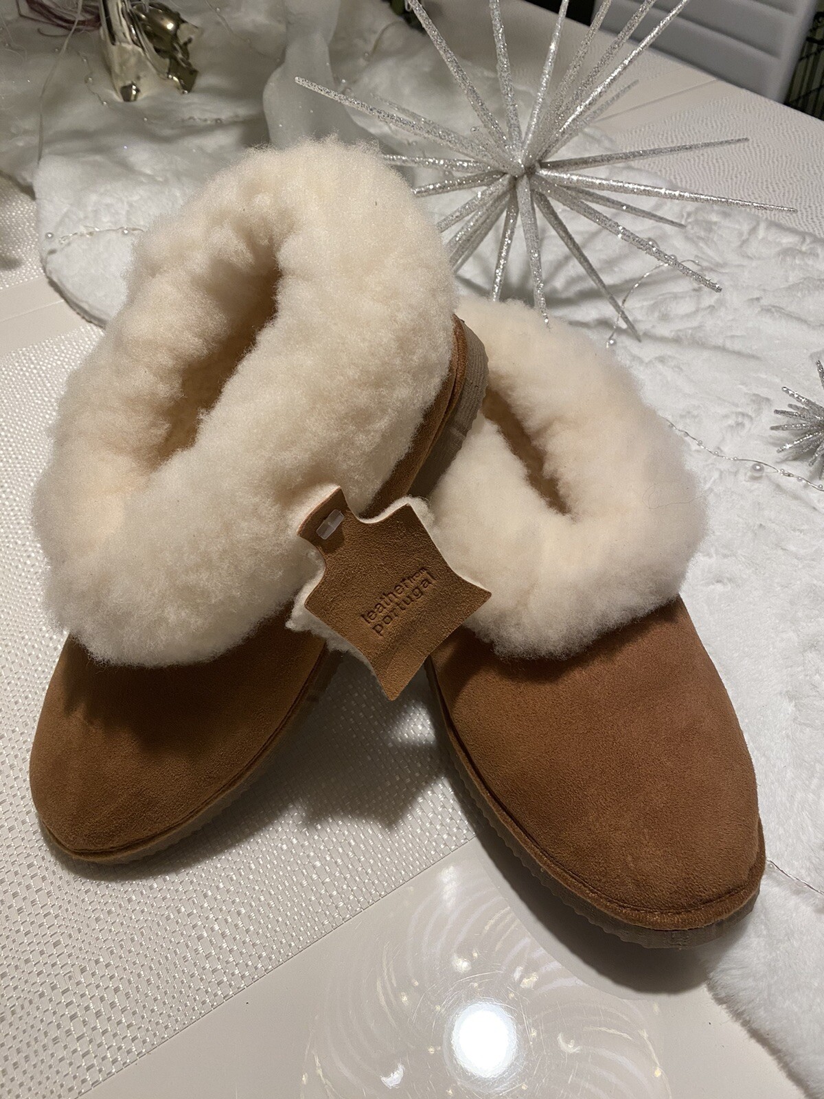 100% SHEEPSKIN LADIES BOOTIES SLIPPERS Sz 41 EU, 9.5-10 US MADE IN PORTUGAL NWOB